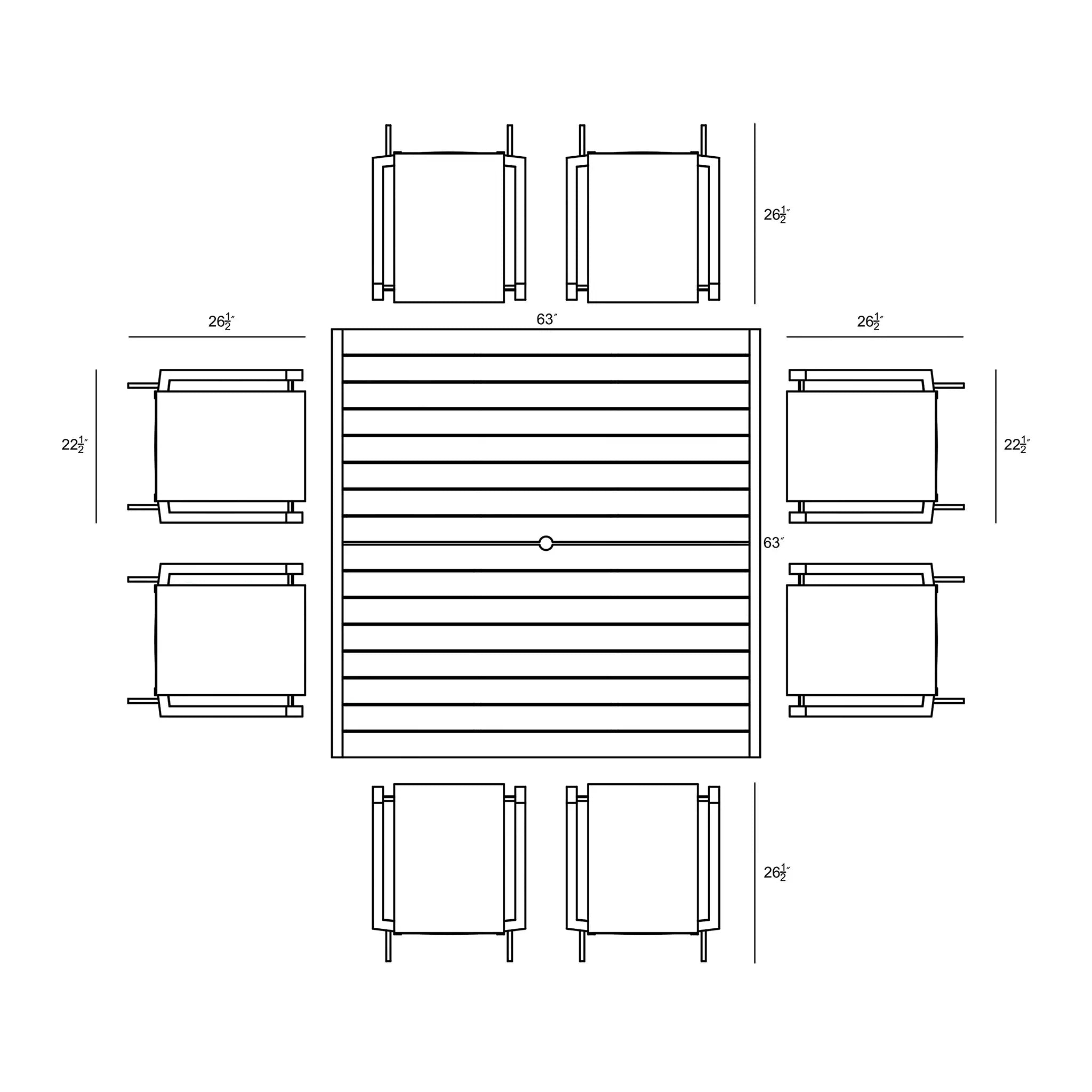 Harmonia Living Lift Classic 8 Seat Aluminum Square Dining Set - Slate/Slate 7