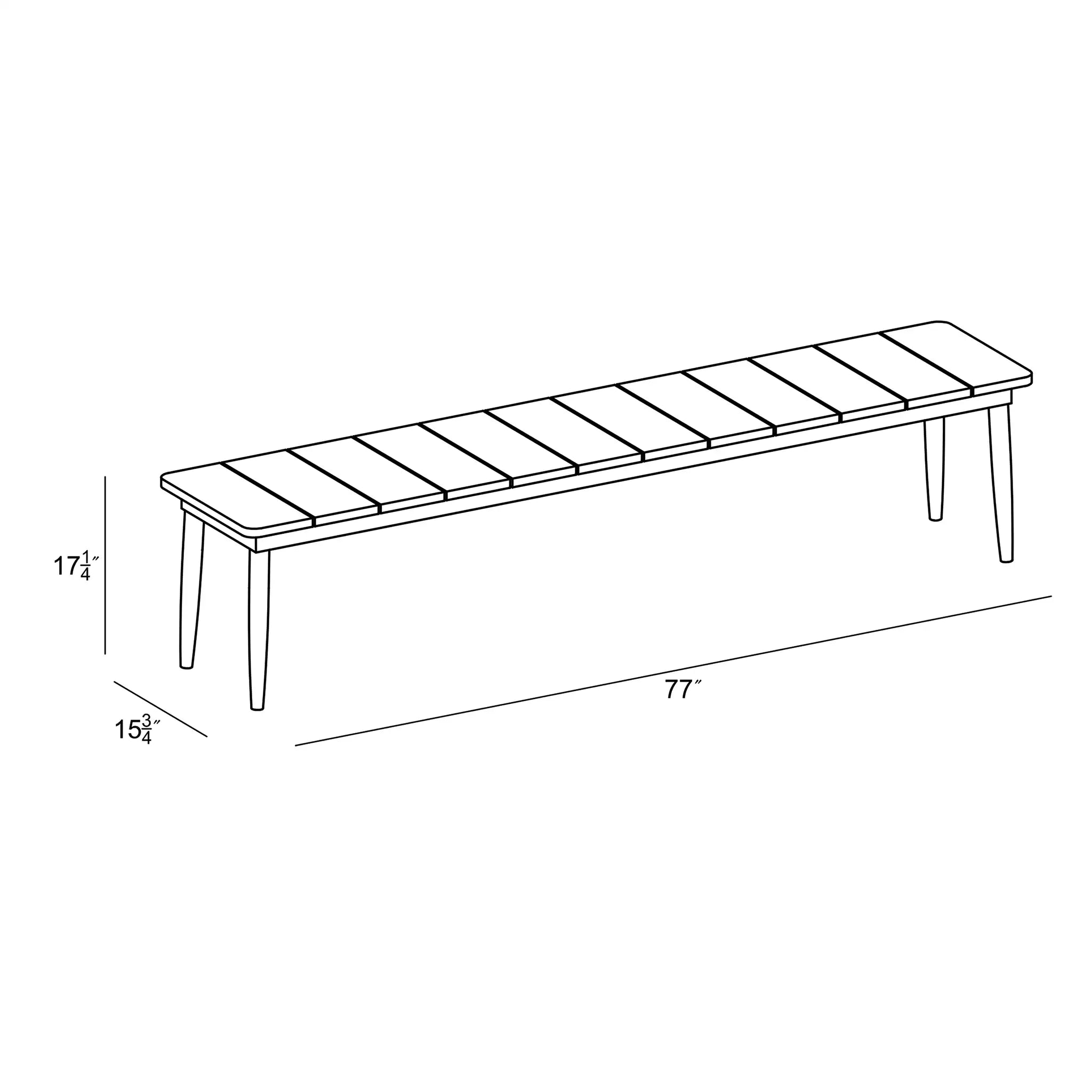 Harmonia Living Louie Aluminum 76" Reclaimed Teak Dining Bench 4