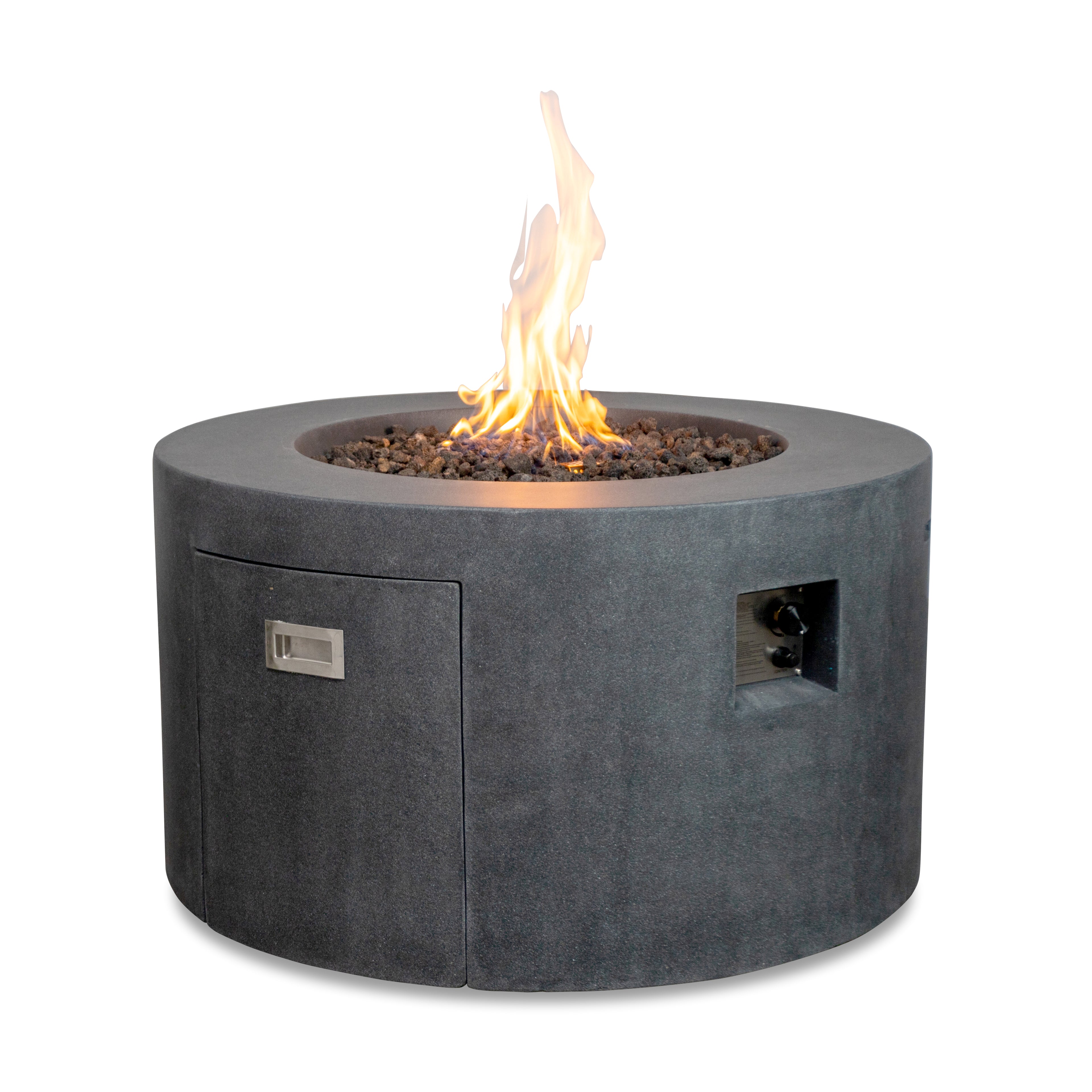 Mason 42" Round Concrete Propane Gas Fire Pit with Access Door - Graphite