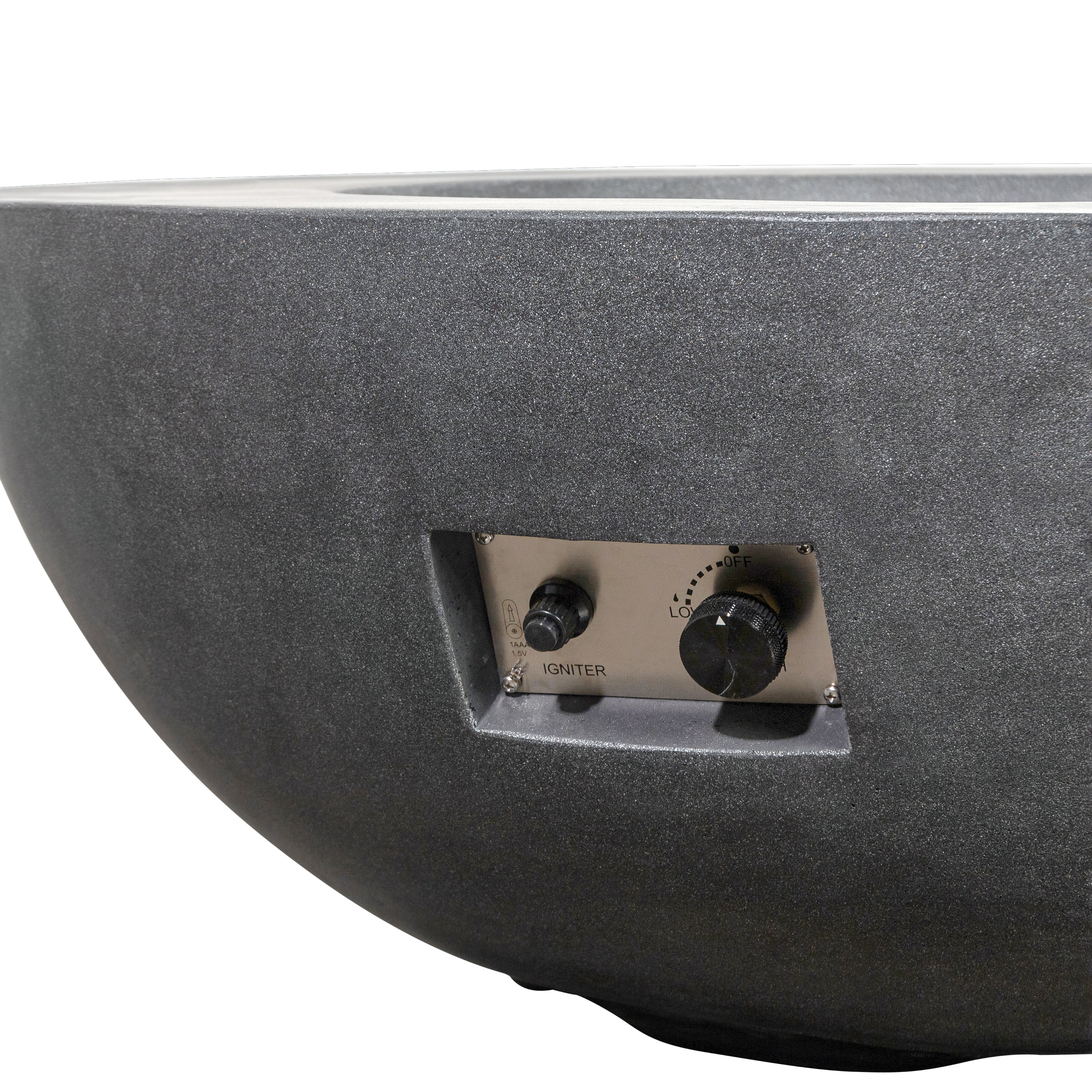Mason 42" Round Bowl Concrete Natural Gas Fire Pit with Push Button Ignition - Graphite