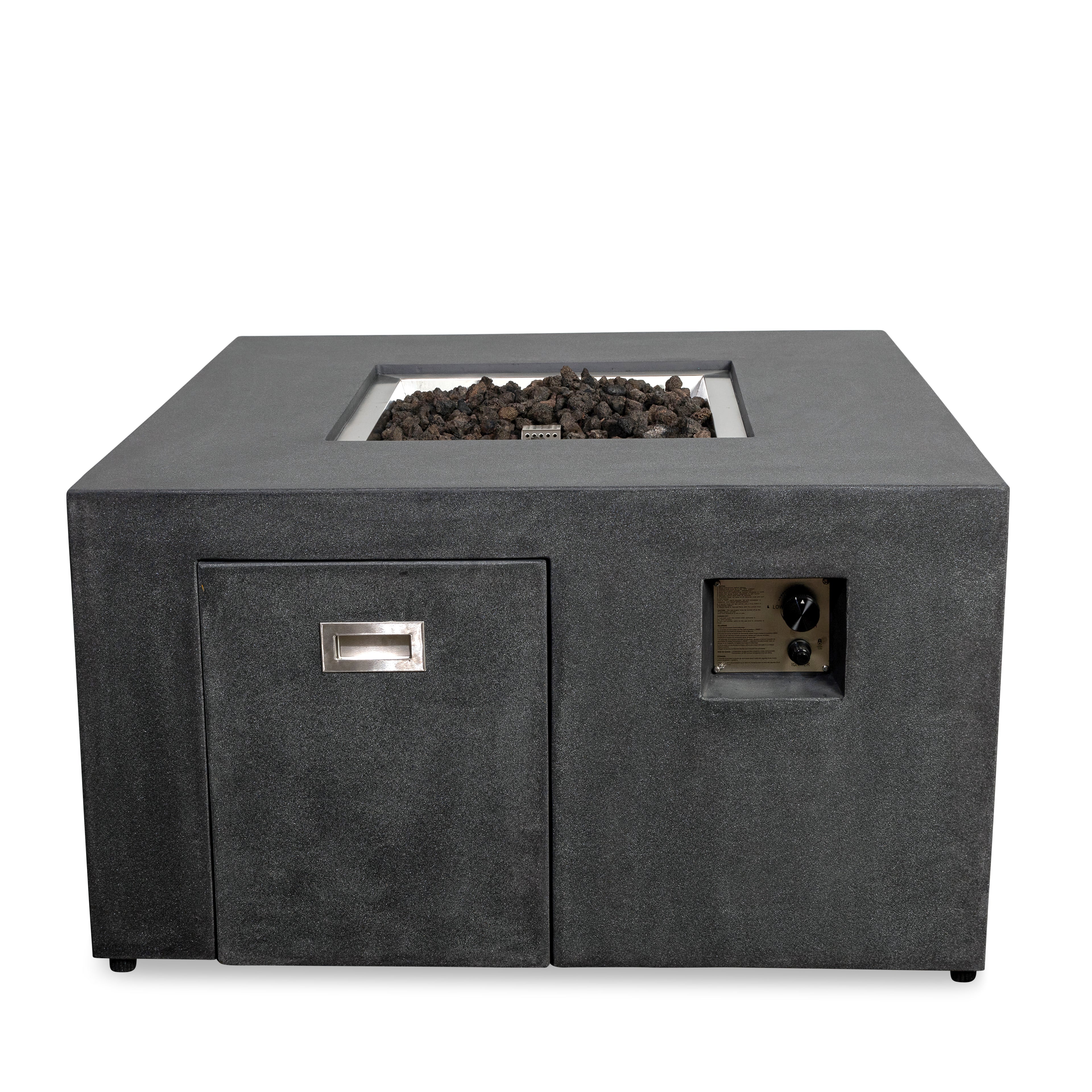 Mason 42" Square Hidden Propane Tank Gas Fire Pit - Graphite