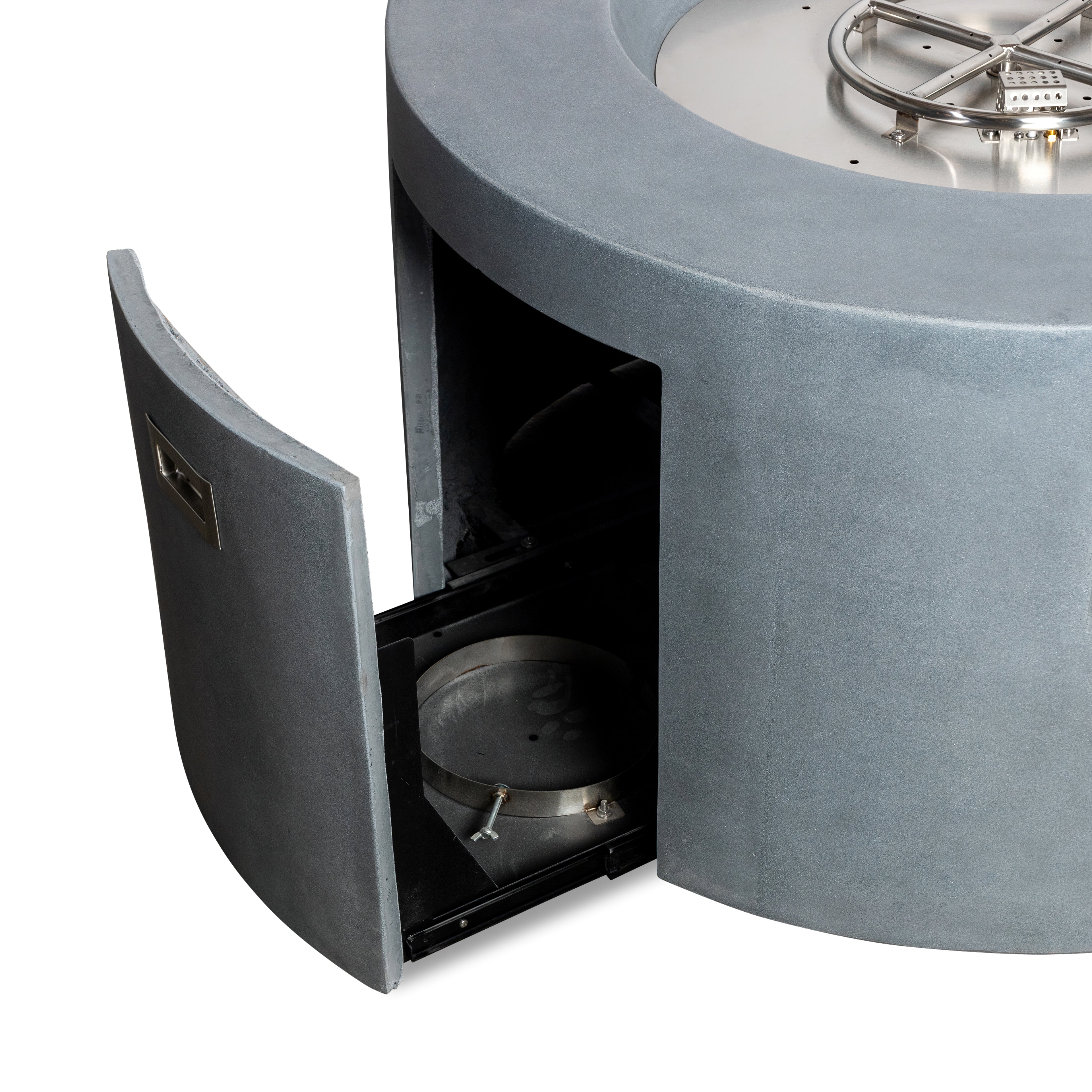 Mason 42" Round Concrete Propane Gas Fire Pit with Access Door - Natural Gray