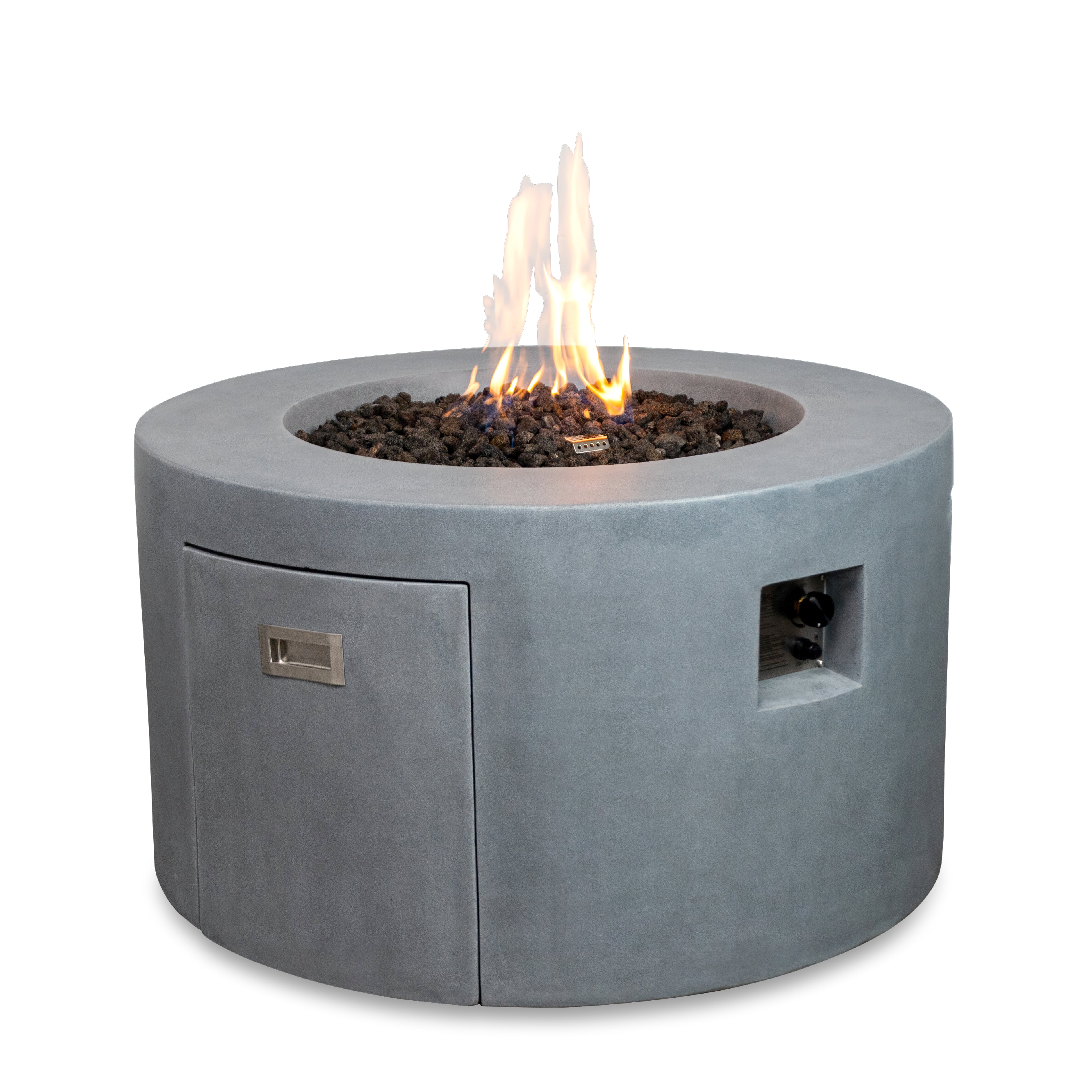 Mason 42" Round Concrete Propane Gas Fire Pit with Access Door - Natural Gray