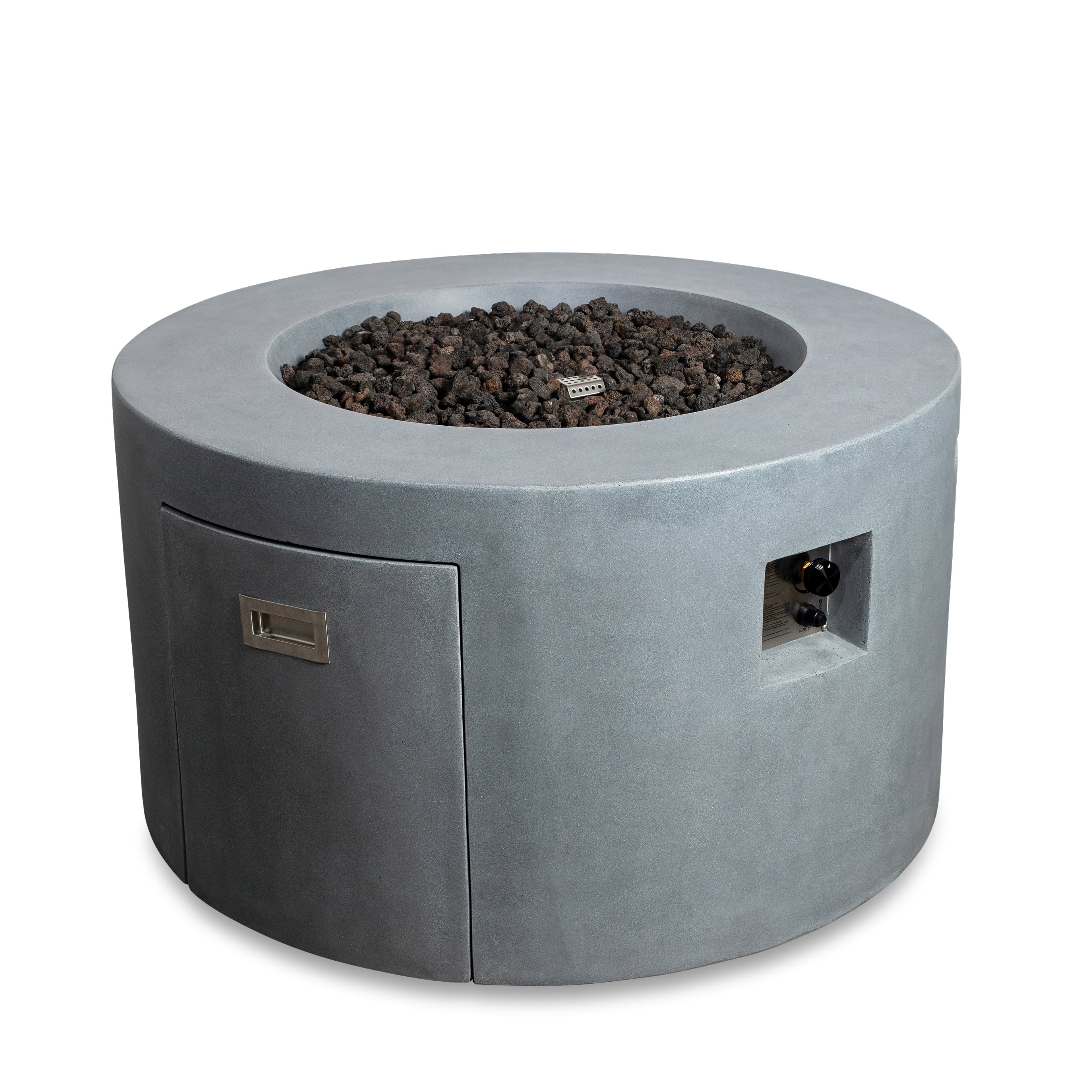 Mason 42" Round Concrete Propane Gas Fire Pit with Access Door - Natural Gray