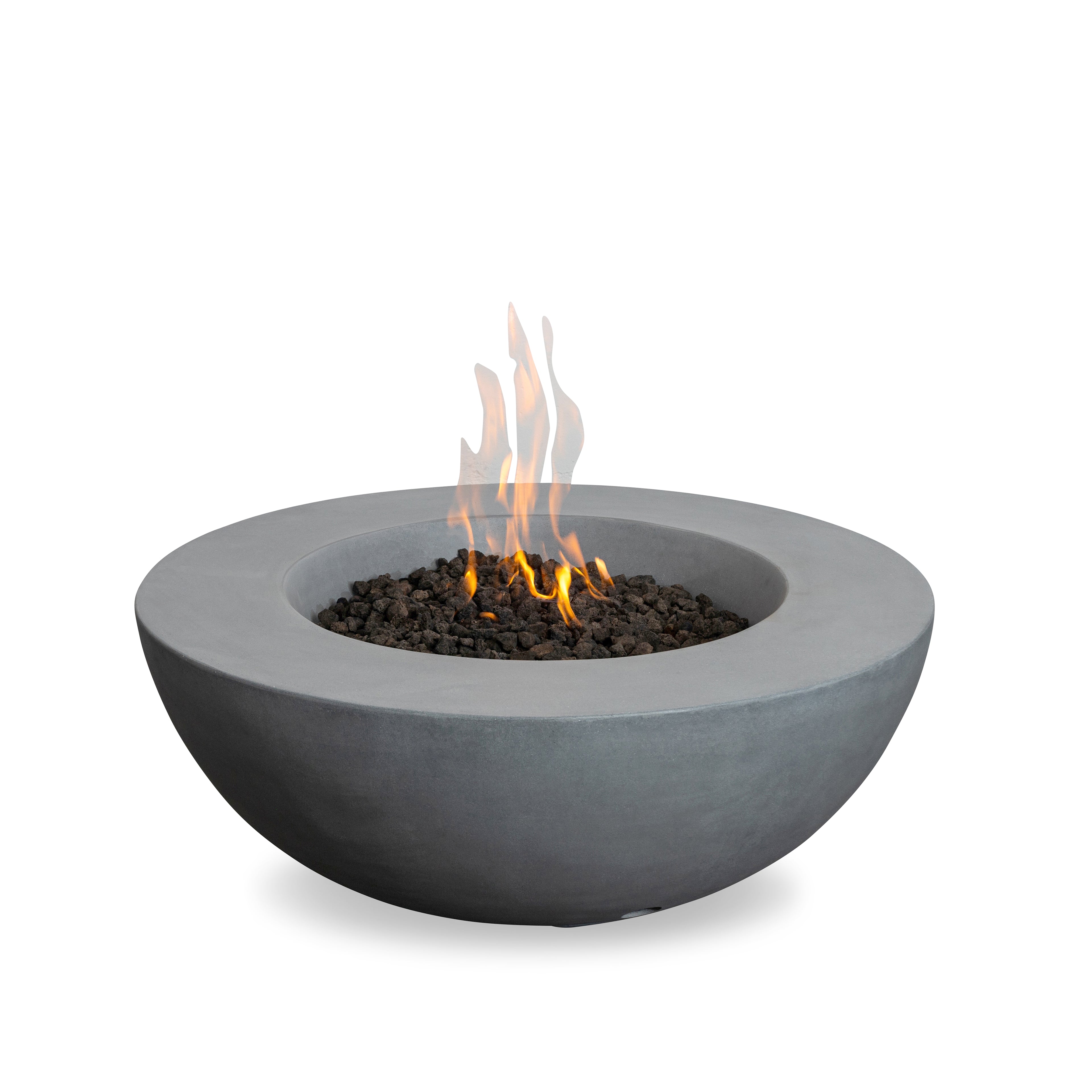 Mason 42" Round Bowl Concrete Natural Gas Fire Pit with Push Button Ignition - Natural Gray