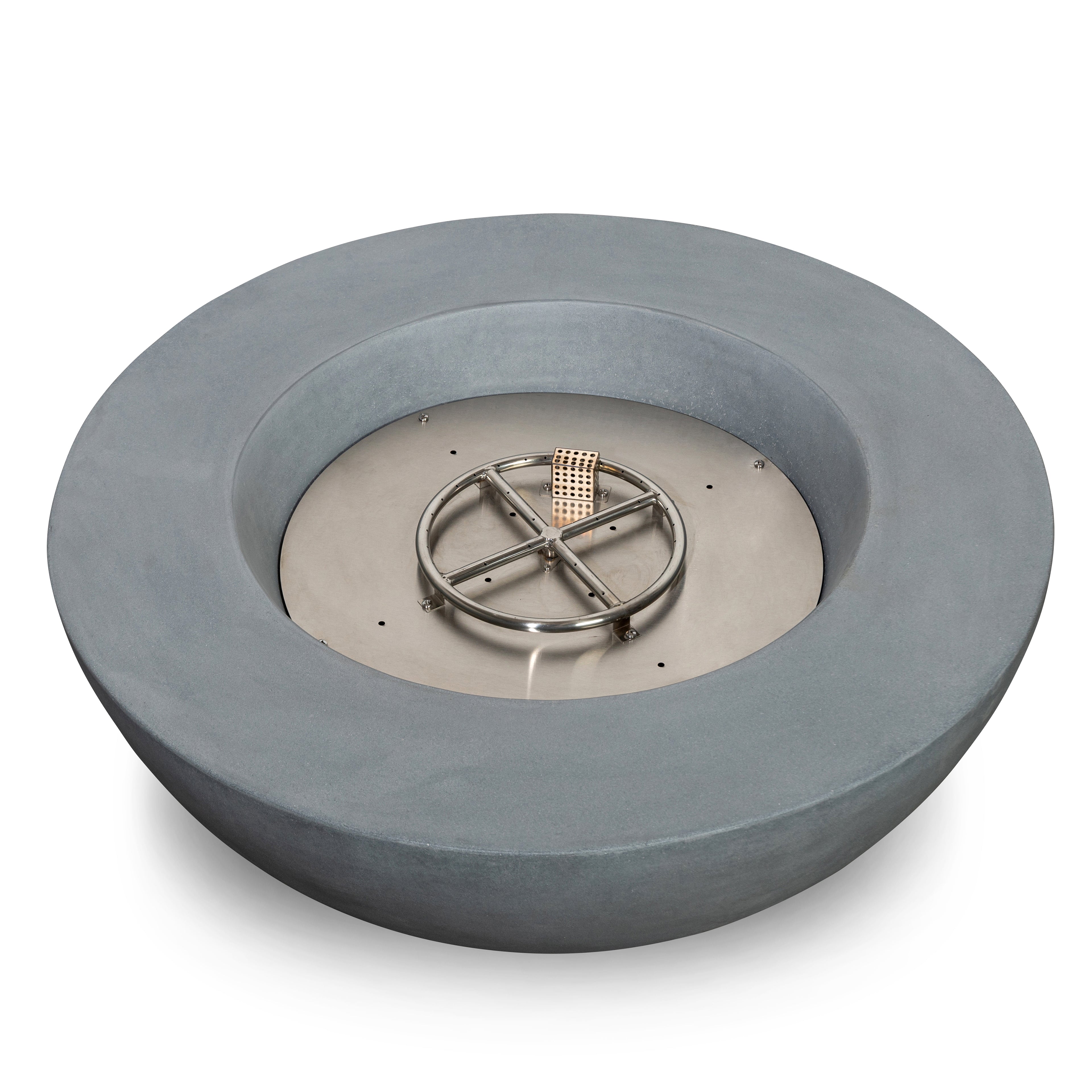 Mason 42" Round Bowl Concrete Natural Gas Fire Pit with Push Button Ignition - Natural Gray