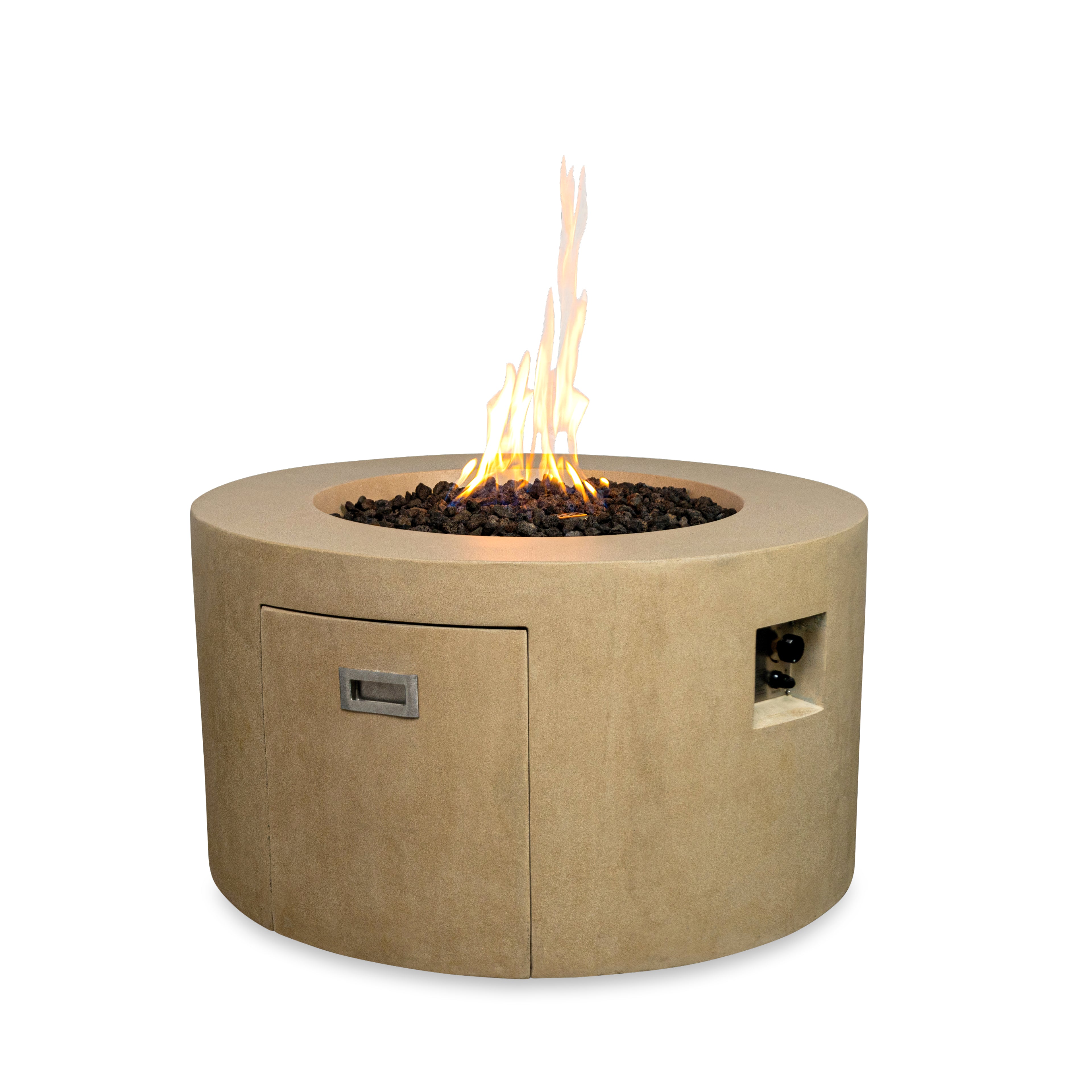 Mason 42" Round Concrete Propane Gas Fire Pit with Access Door - Sand