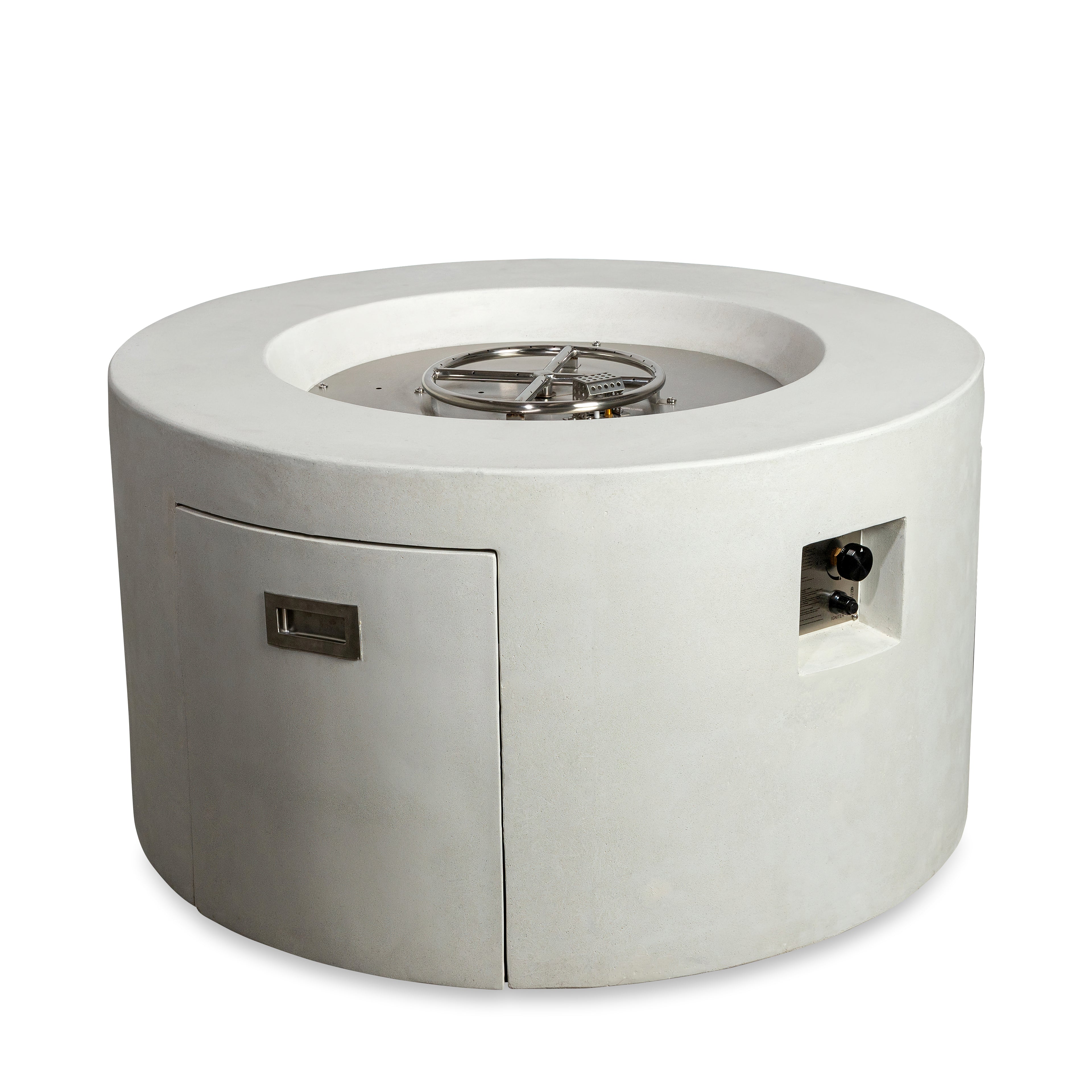 Mason 42" Round Concrete Propane Gas Fire Pit with Access Door - White