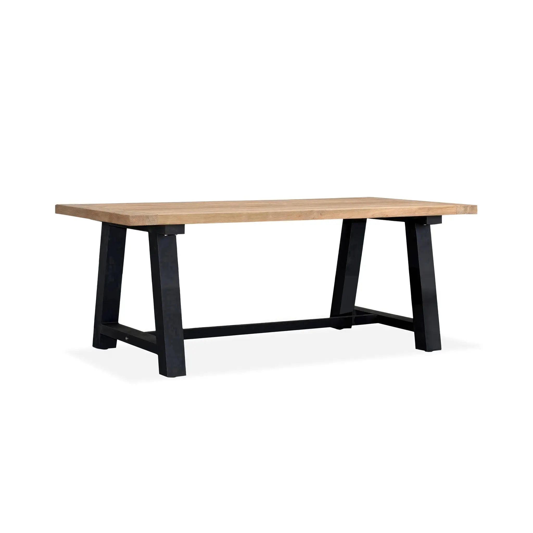 Harmonia Living Mill 6-Seat Aluminum Reclaimed Teak Outdoor Dining Table 2