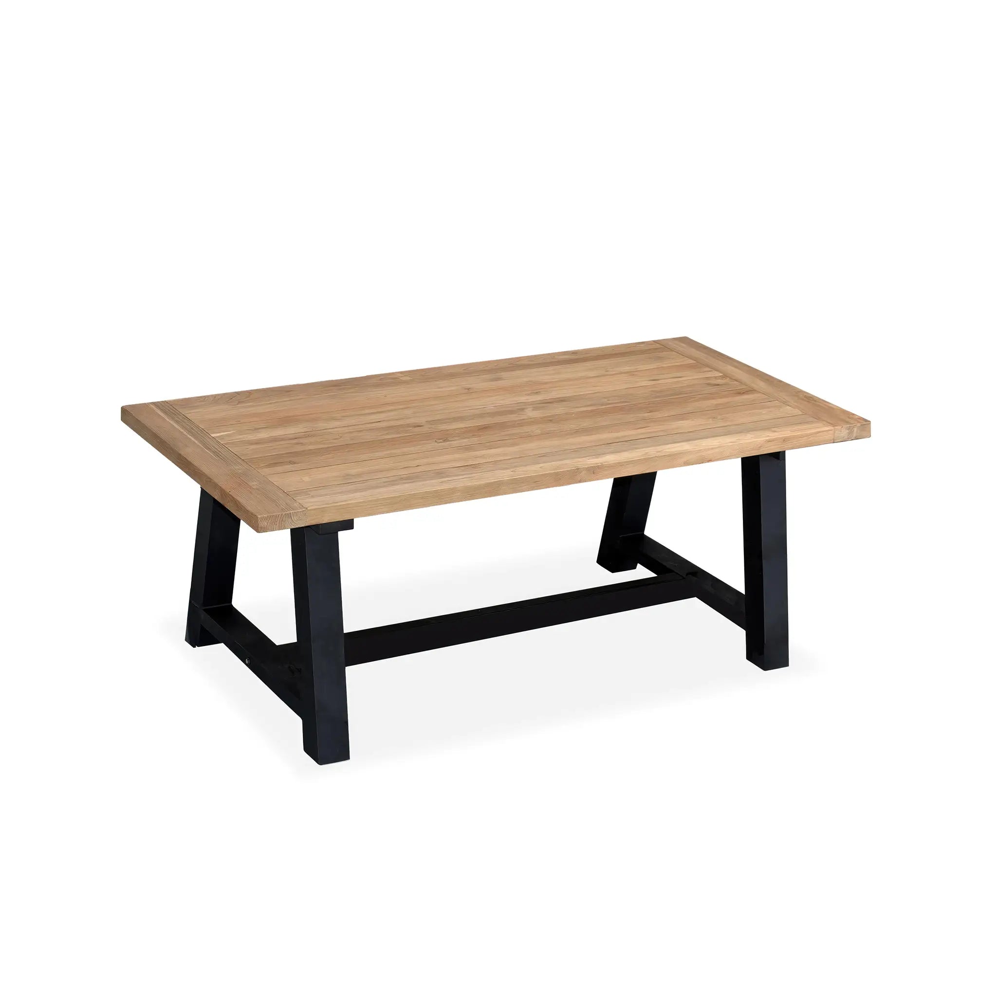 Harmonia Living Mill 6-Seat Aluminum Reclaimed Teak Outdoor Dining Table 4
