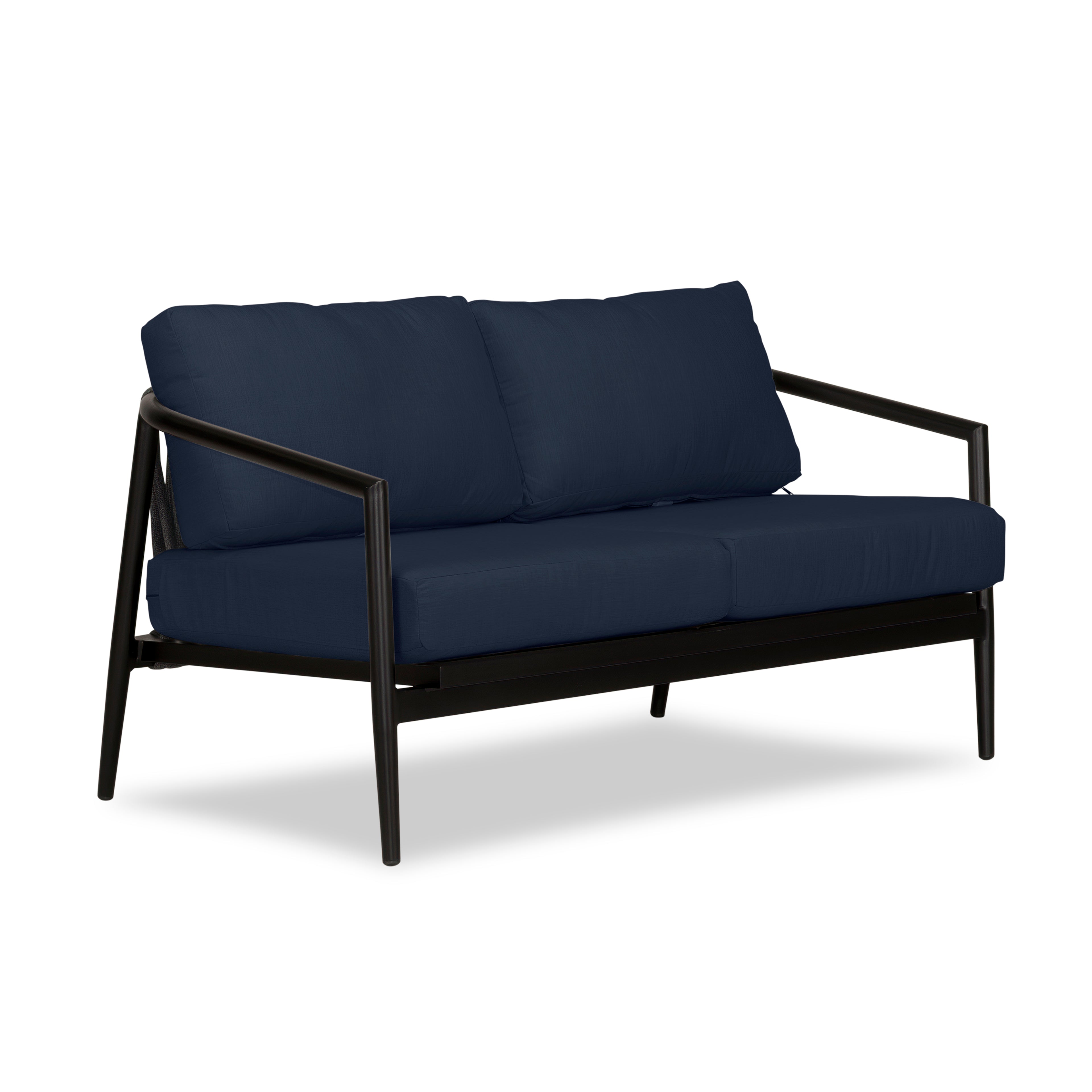 Olio Loveseat#Finish_Black#Fabric_Spectrum Indigo
