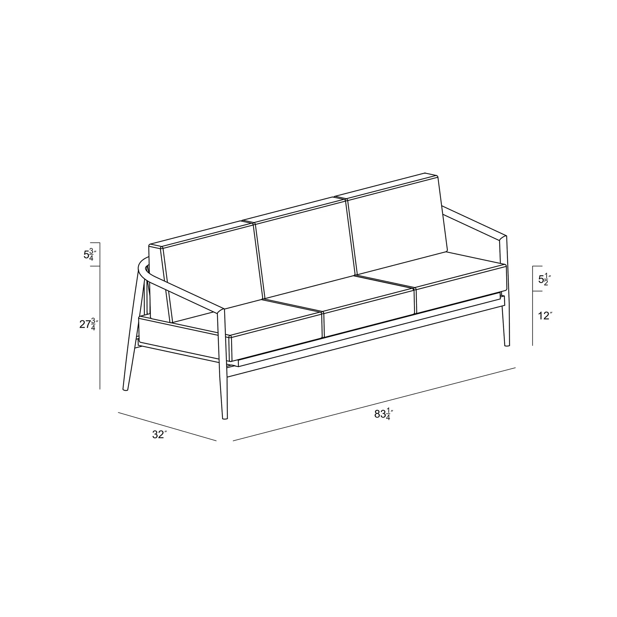 Harmonia Living Olio Aluminum Sofa - Black/Carbon 60