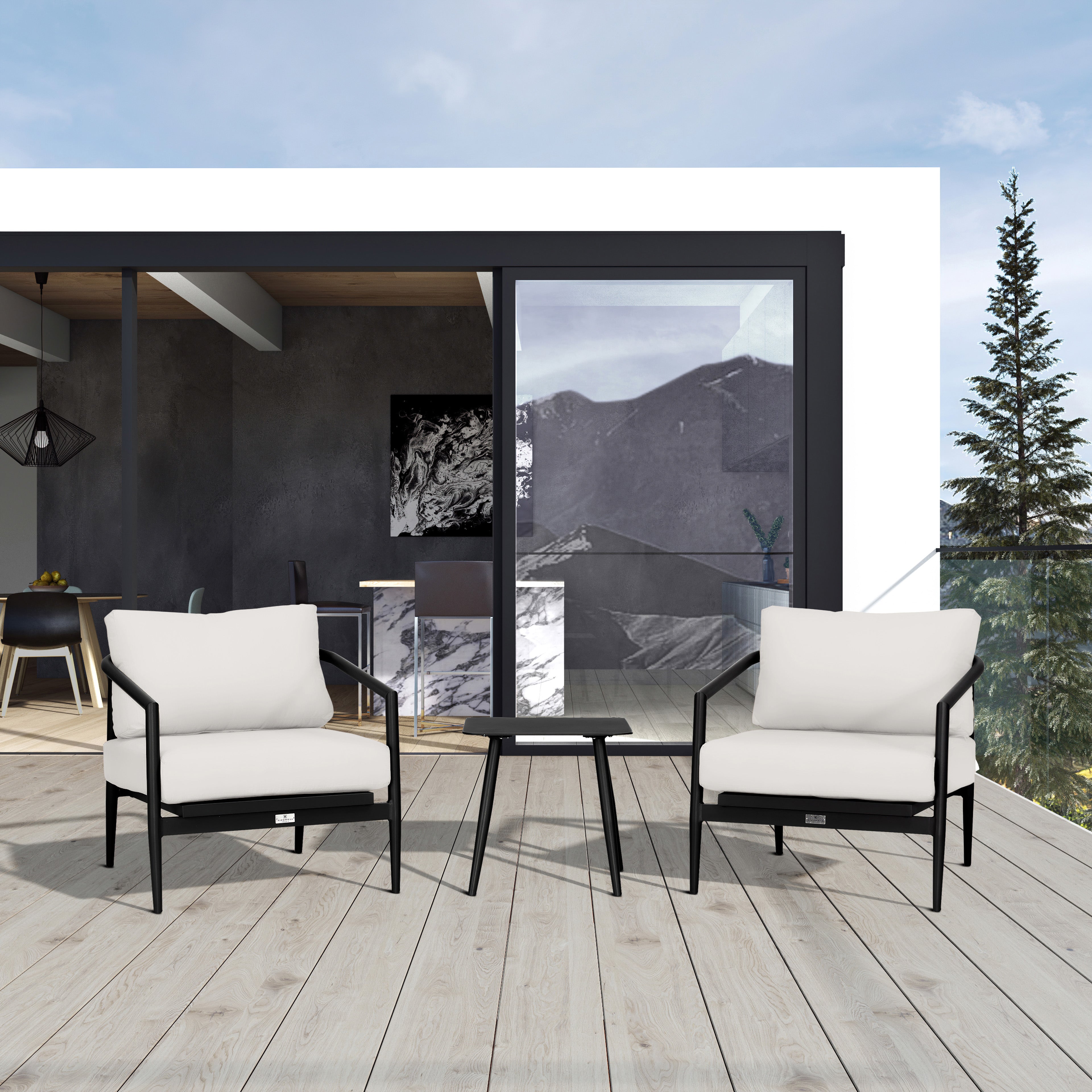 Olio 3 Piece Club Chair Set#Finish_Black#Fabric_Canvas Natural