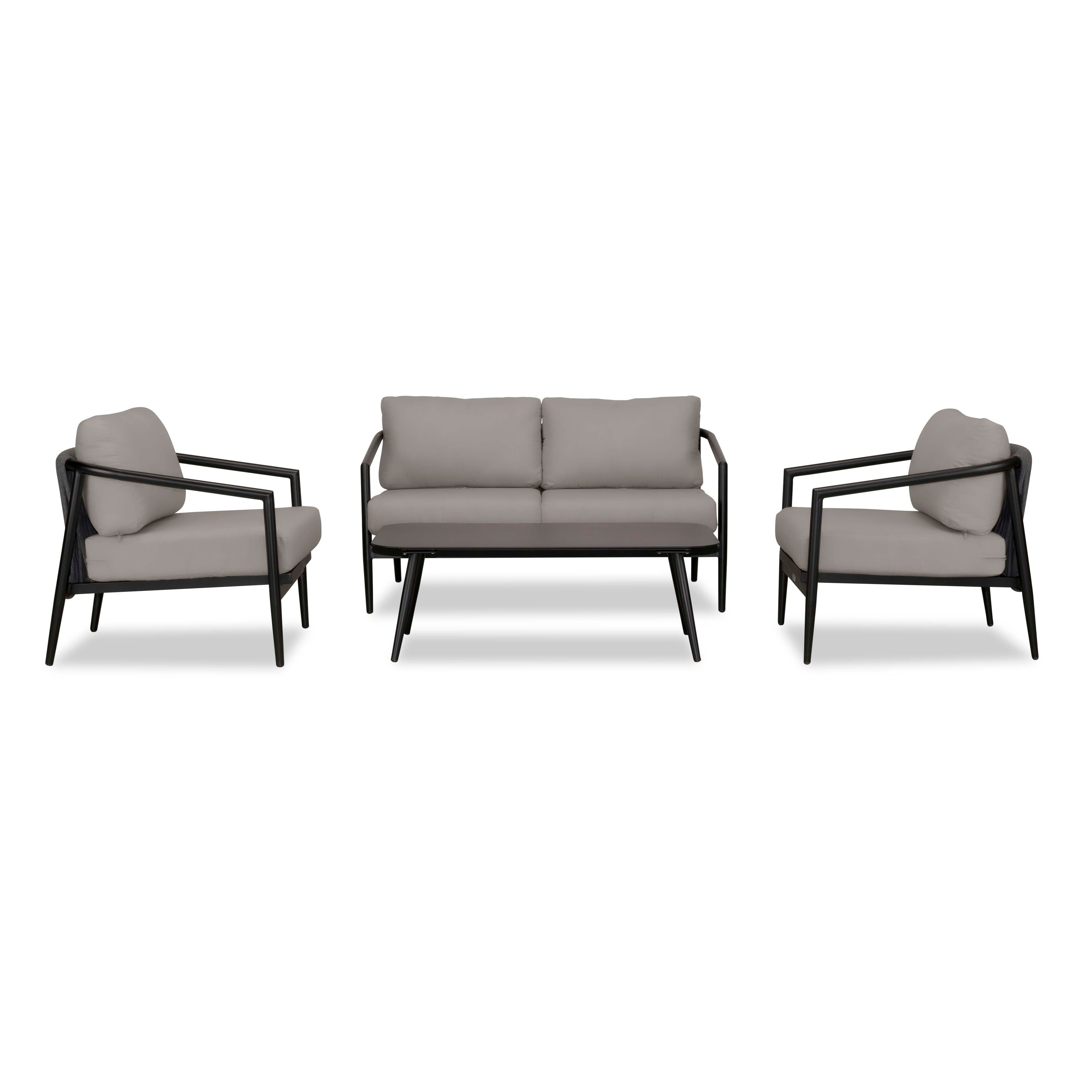 Olio 4 Piece Loveseat Set#Finish_Black#Fabric_Canvas Charcoal