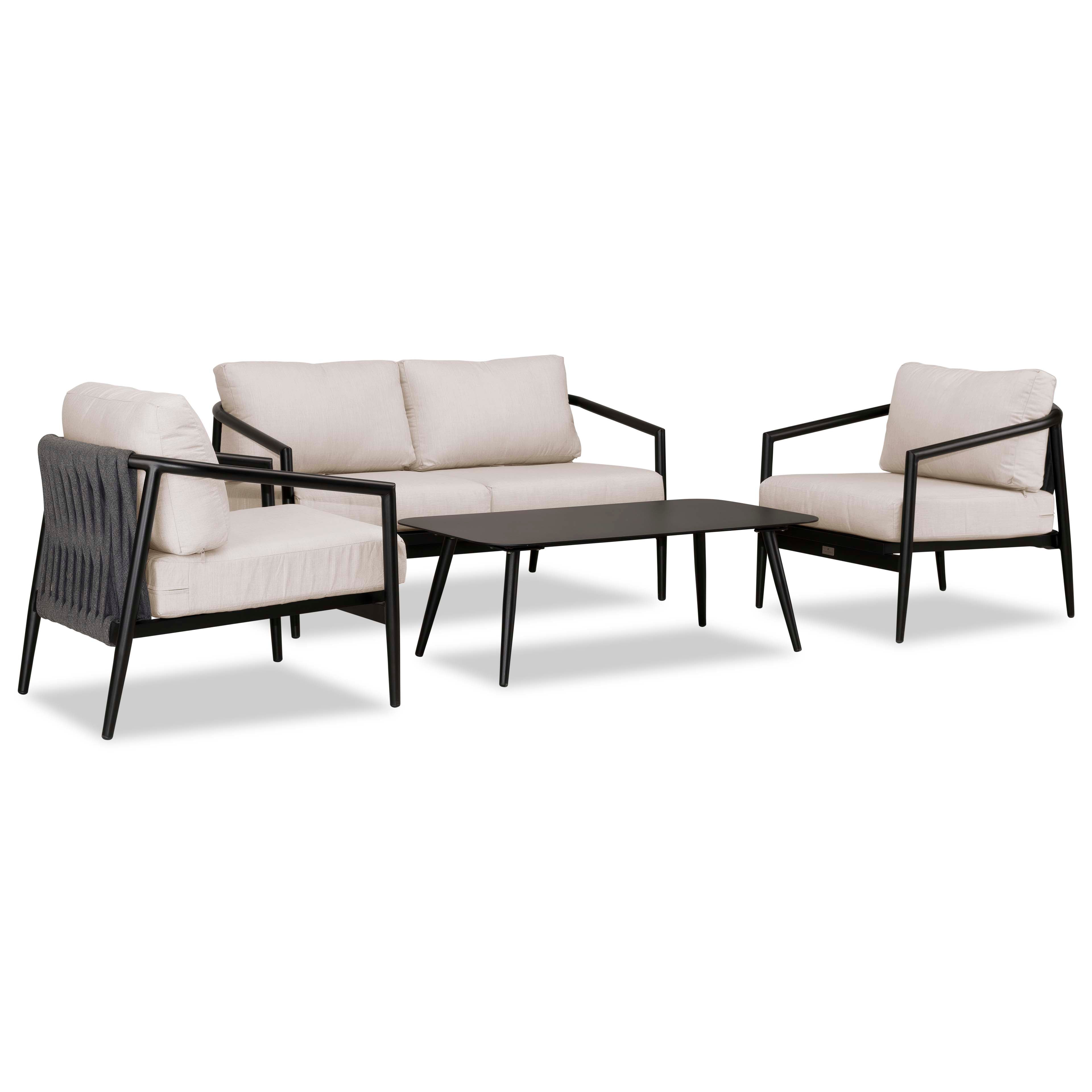 Olio 4 Piece Loveseat Set#Finish_Black#Fabric_Cast Silver