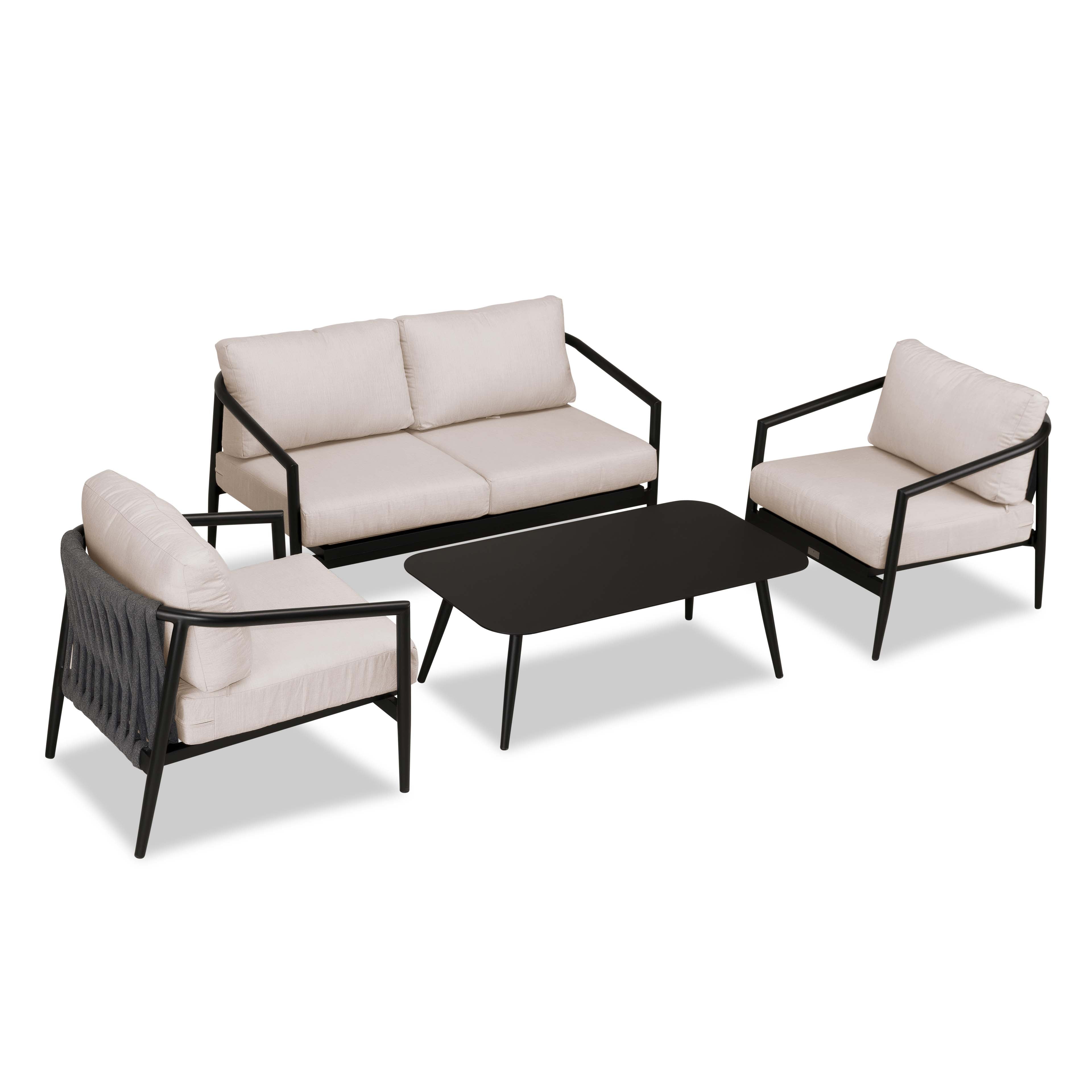 Olio 4 Piece Loveseat Set#Finish_Black#Fabric_Cast Silver