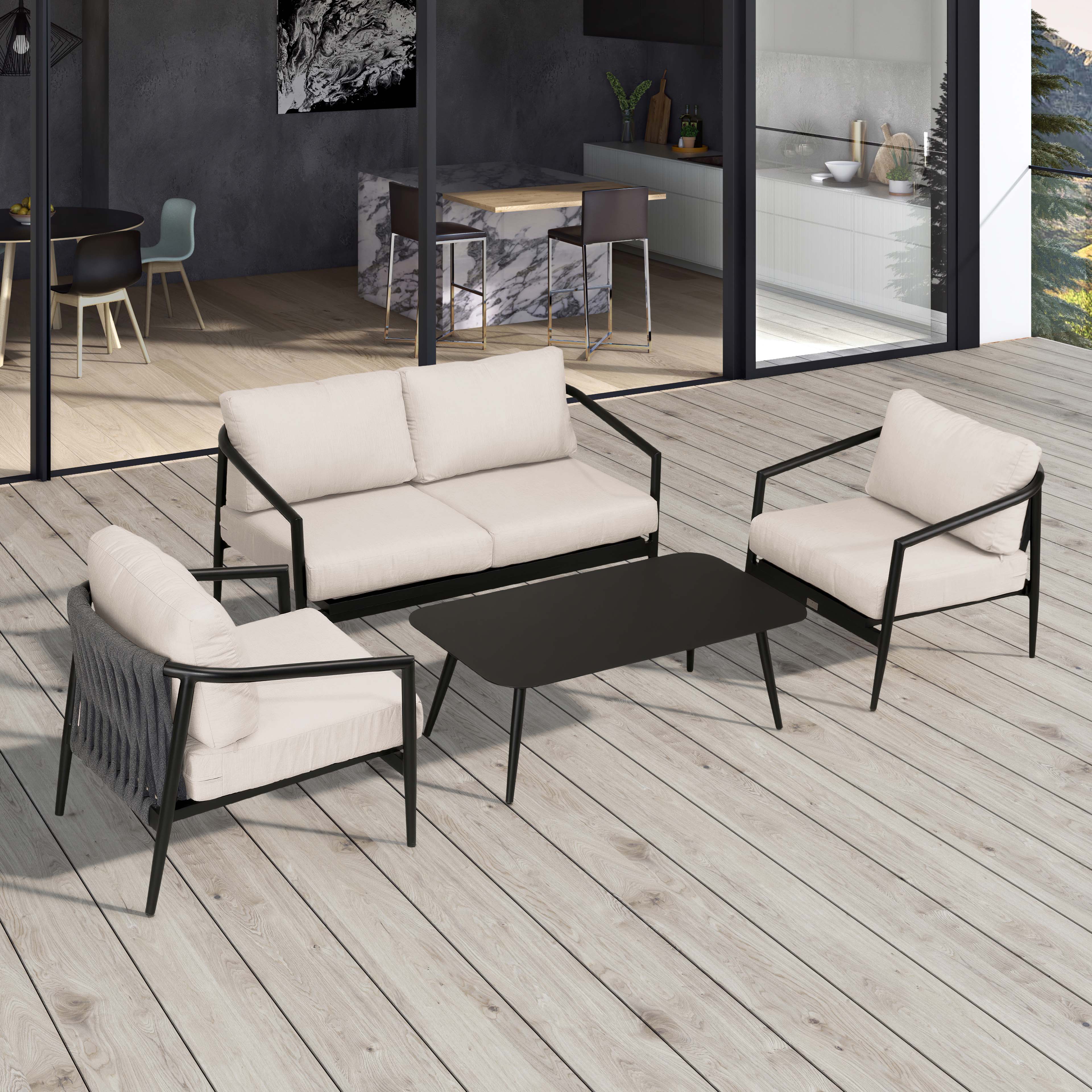 Olio 4 Piece Loveseat Set#Finish_Black#Fabric_Cast Silver