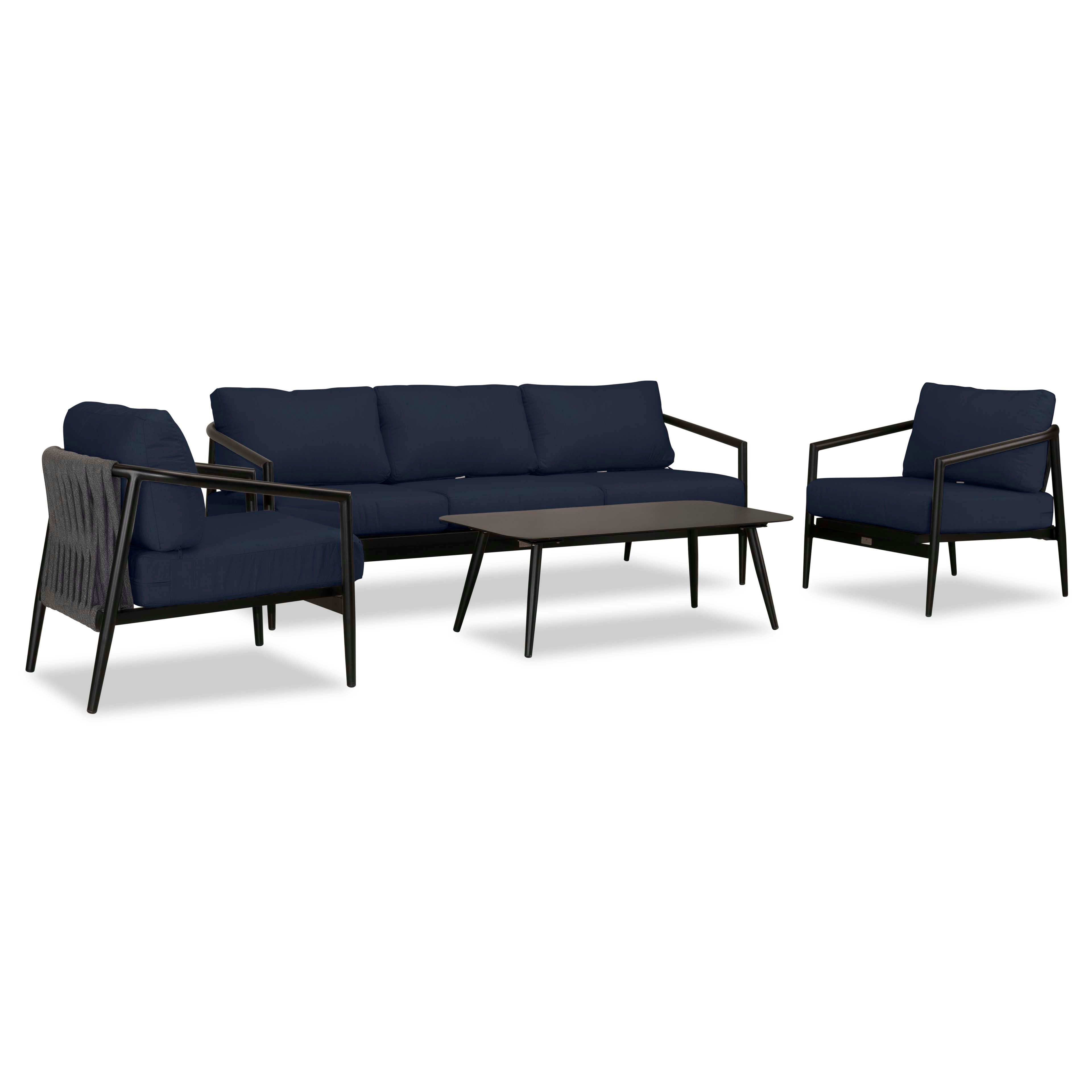 Olio 4 Piece Sofa Set#Finish_Black#Fabric_Spectrum Indigo