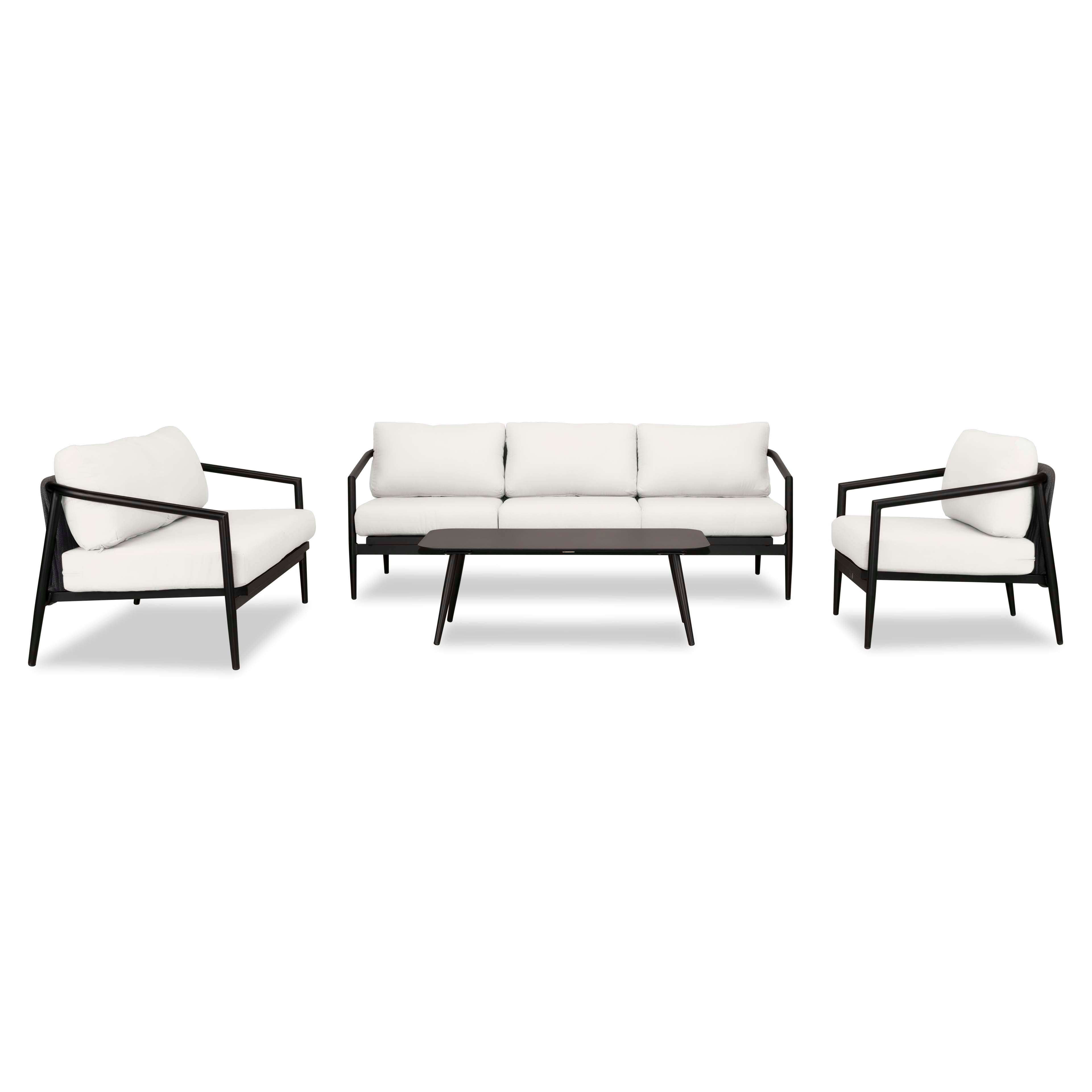 Olio 4 Piece Sofa Loveseat Set#Finish_Black#Fabric_Canvas Natural