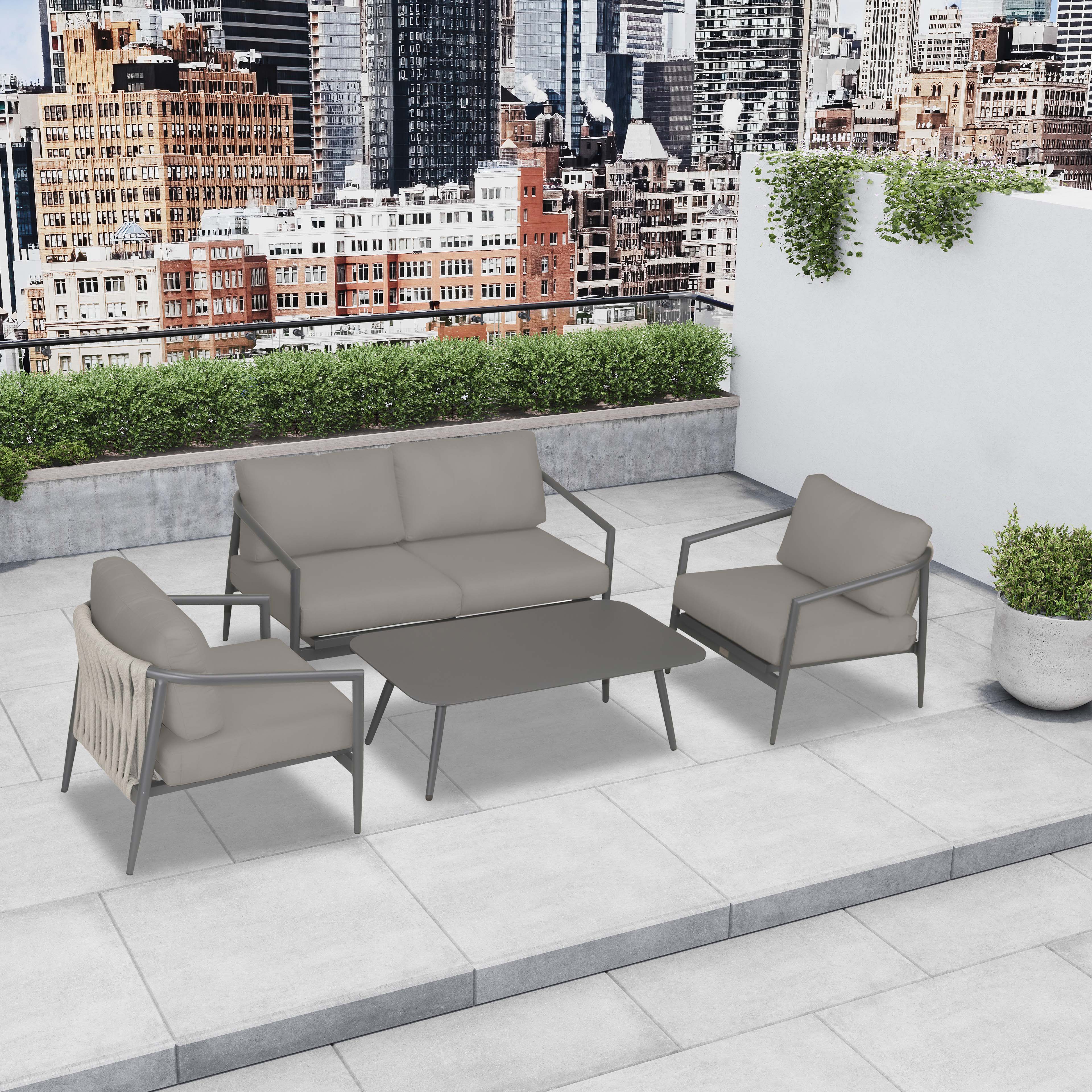 Olio 4 Piece Loveseat Set#Finish_Slate#Fabric_Canvas Charcoal