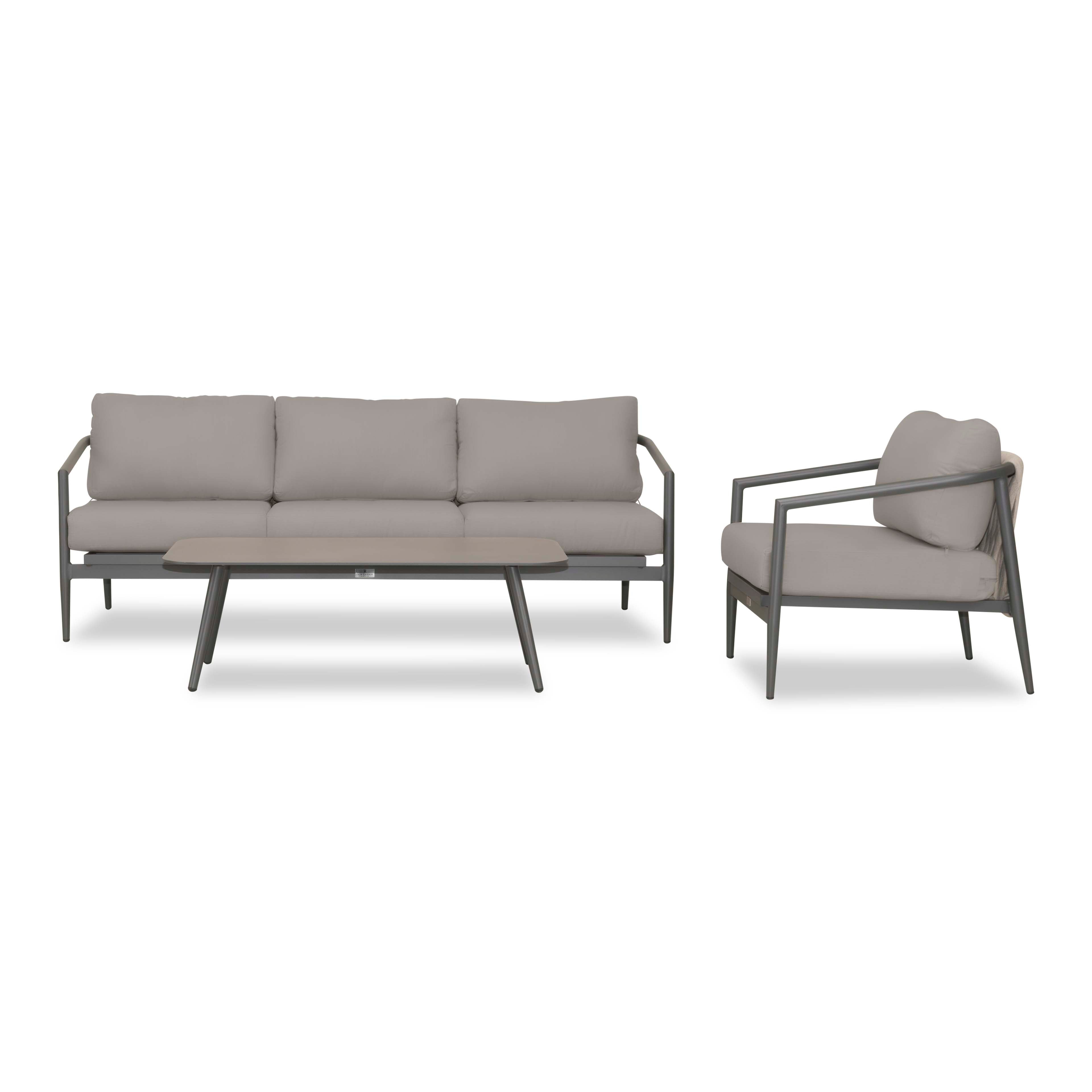 Olio 3 Piece Aluminum Sofa Set#Finish_Slate#Fabric_Canvas Charcoal