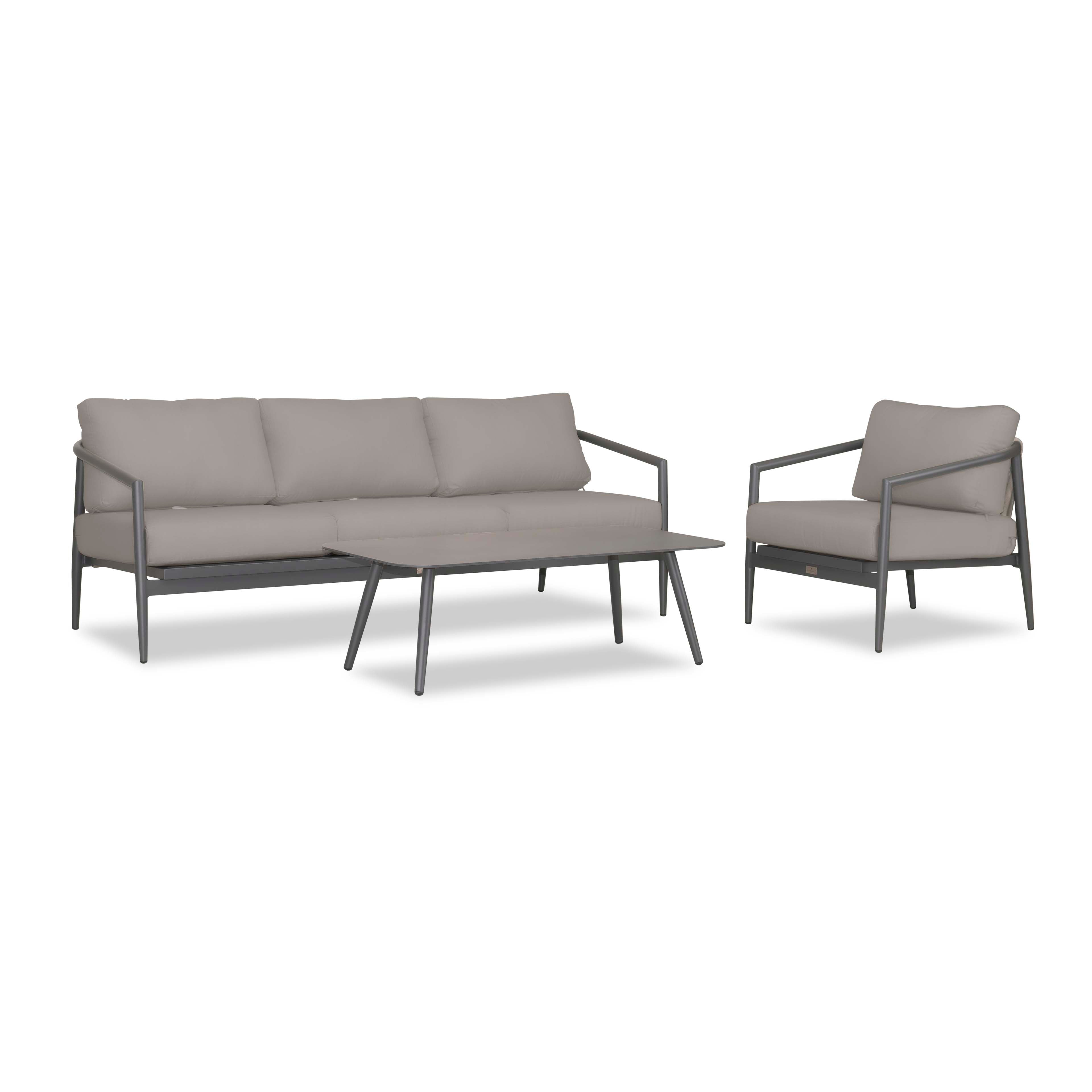 Olio 3 Piece Aluminum Sofa Set#Finish_Slate#Fabric_Canvas Charcoal