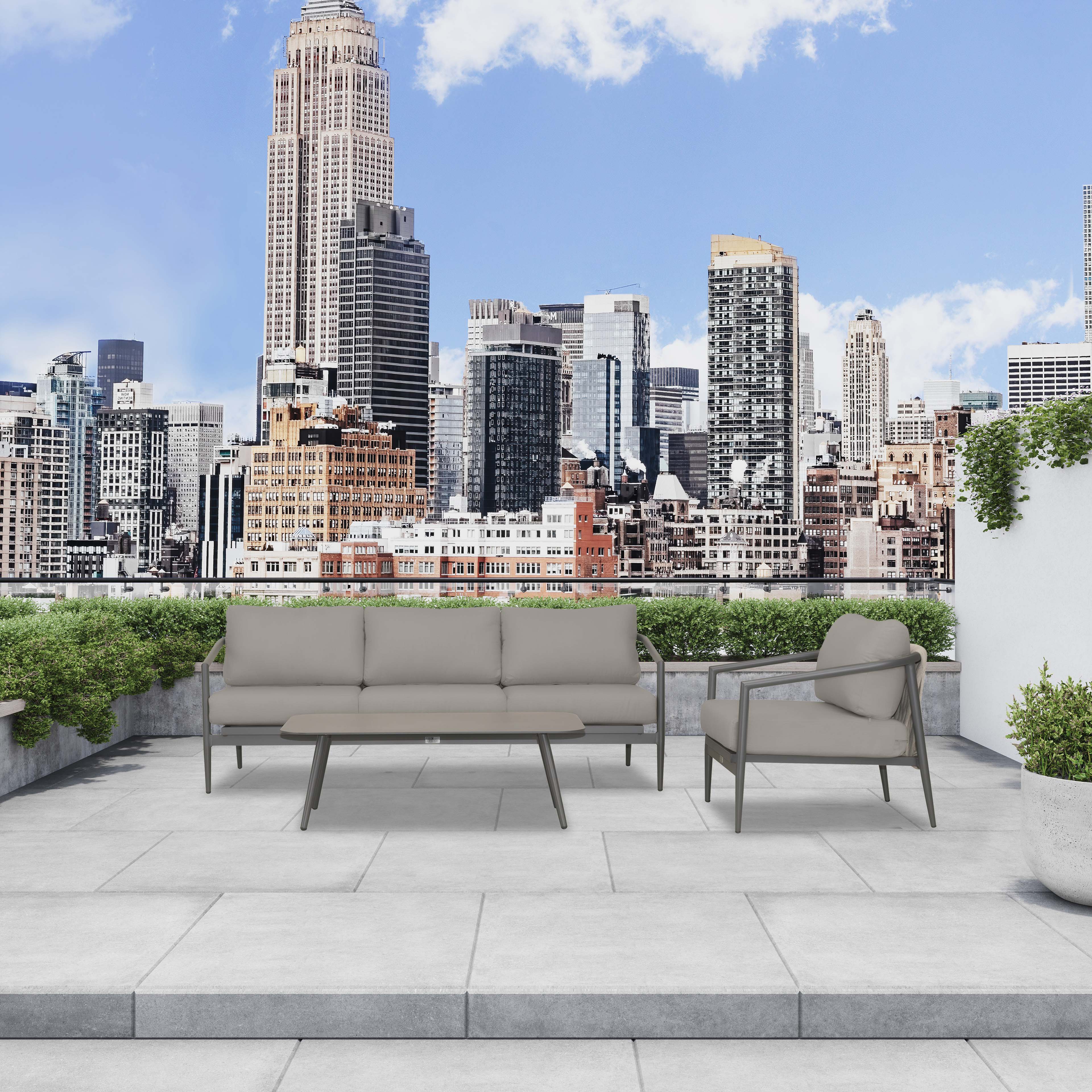 Olio 3 Piece Aluminum Sofa Set#Finish_Slate#Fabric_Canvas Charcoal