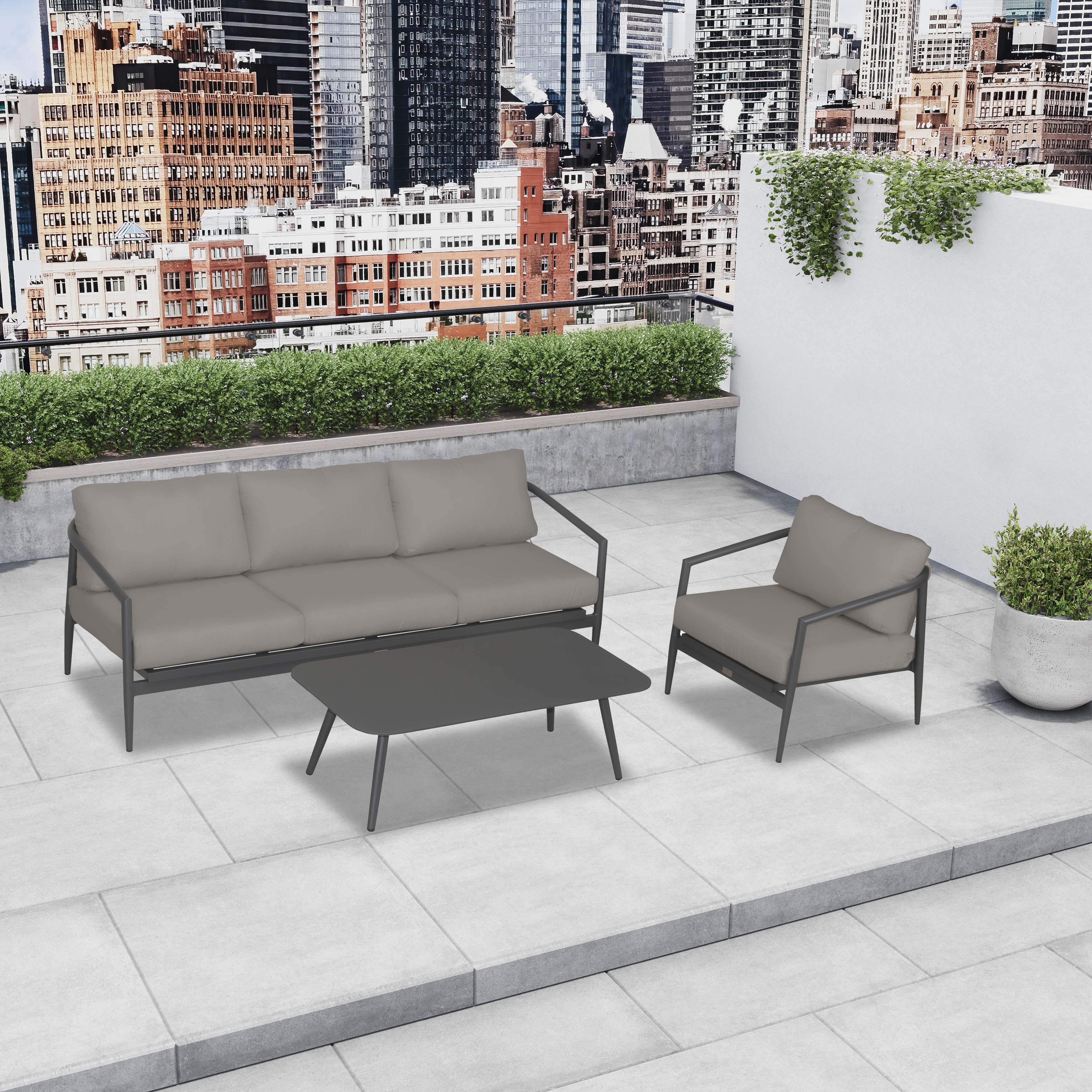 Olio 3 Piece Aluminum Sofa Set#Finish_Slate#Fabric_Canvas Charcoal