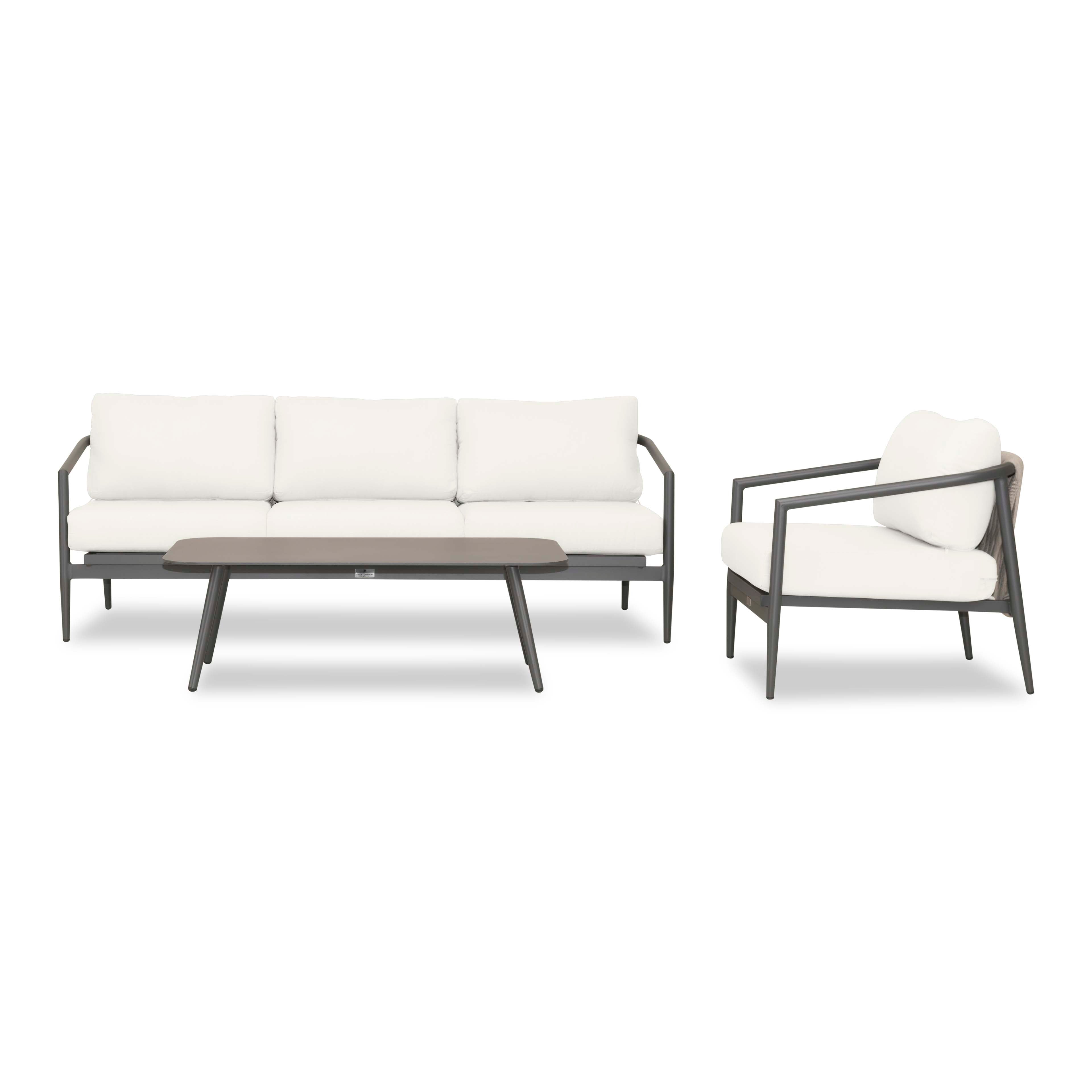 Olio 3 Piece Aluminum Sofa Set#Finish_Slate#Fabric_Canvas Natural