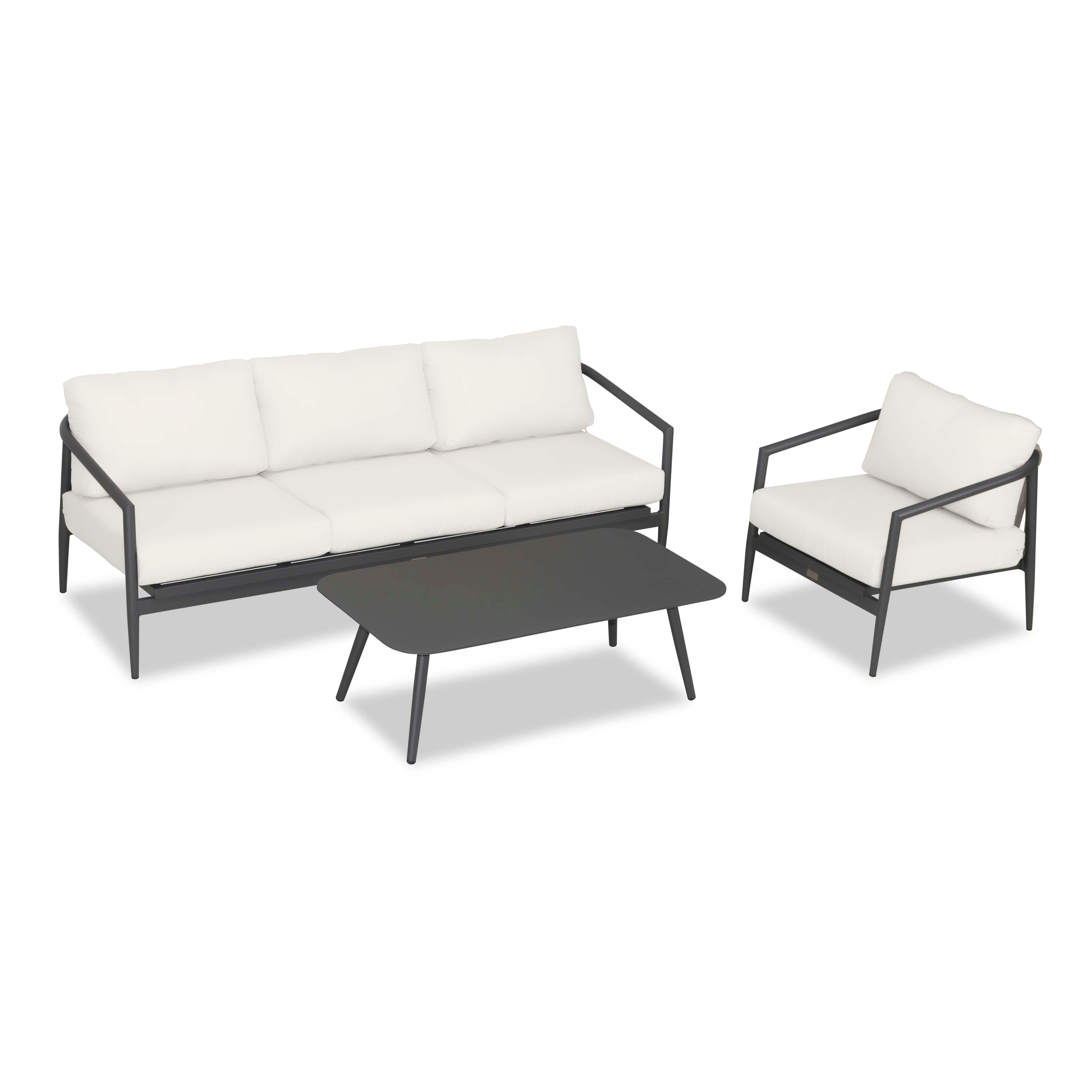 Olio 3 Piece Aluminum Sofa Set#Finish_Slate#Fabric_Canvas Natural