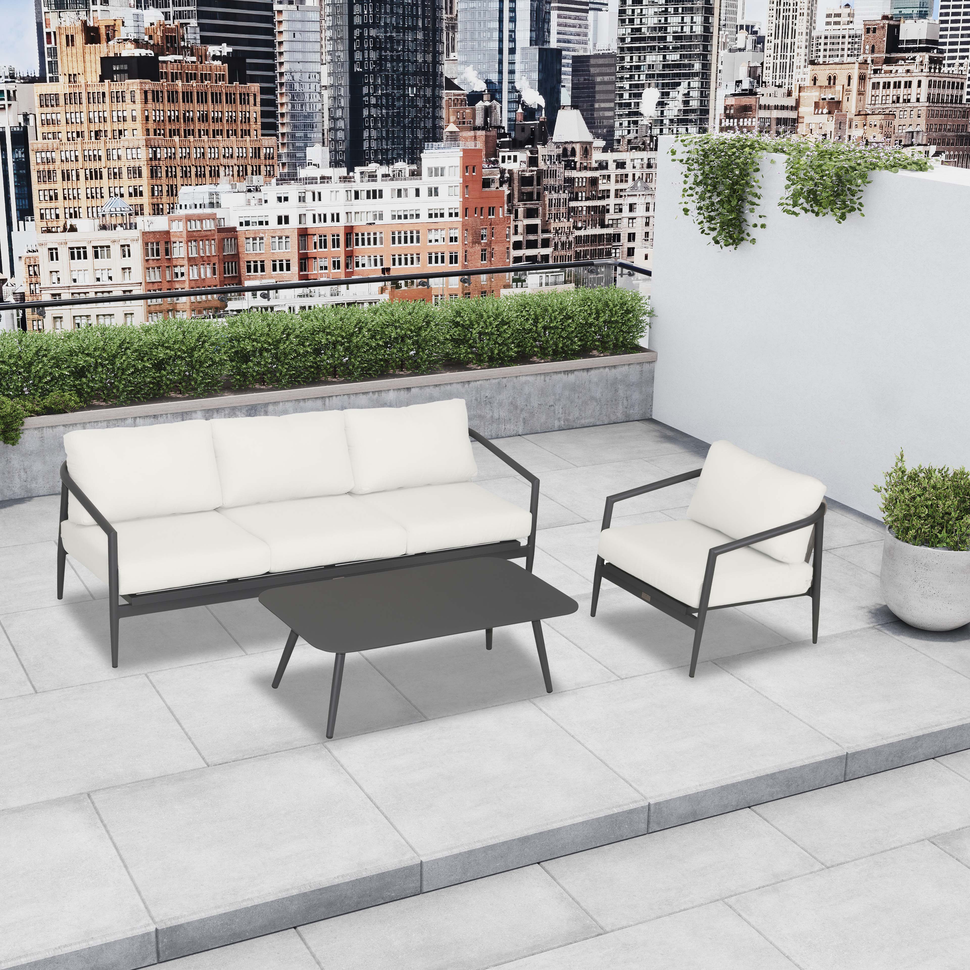 Olio 3 Piece Aluminum Sofa Set#Finish_Slate#Fabric_Canvas Natural