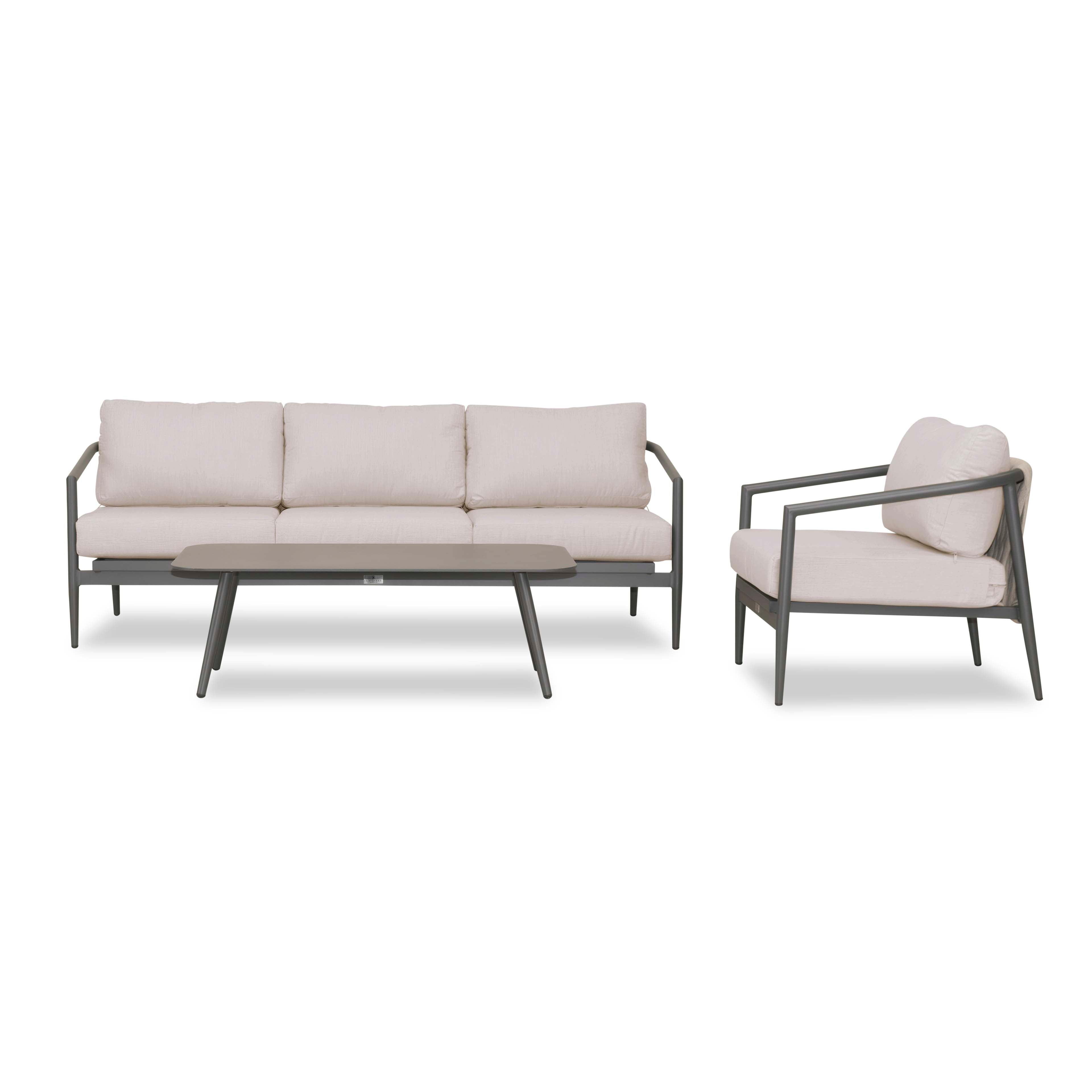 Olio 3 Piece Aluminum Sofa Set#Finish_Slate#Fabric_Cast Silver