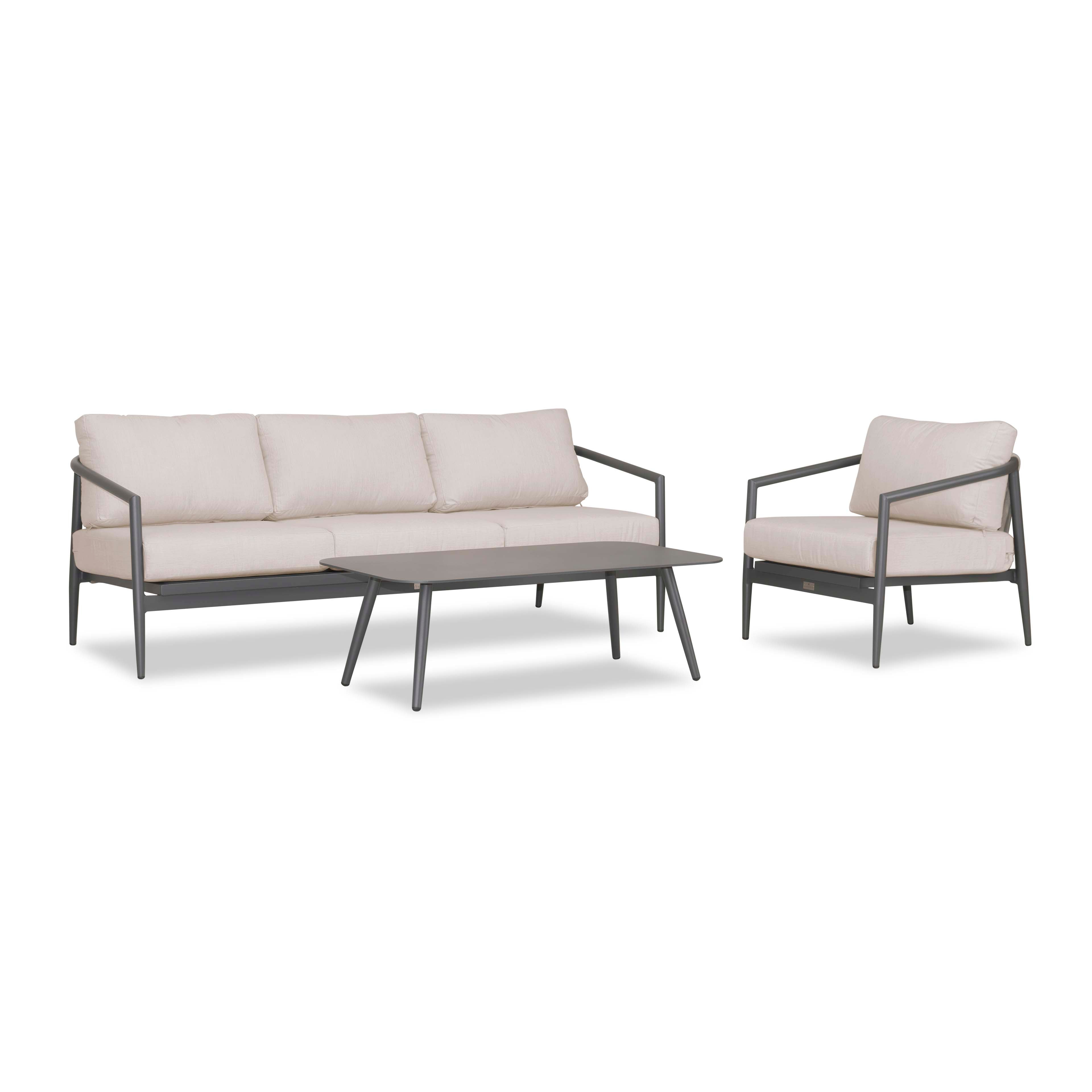 Olio 3 Piece Aluminum Sofa Set#Finish_Slate#Fabric_Cast Silver