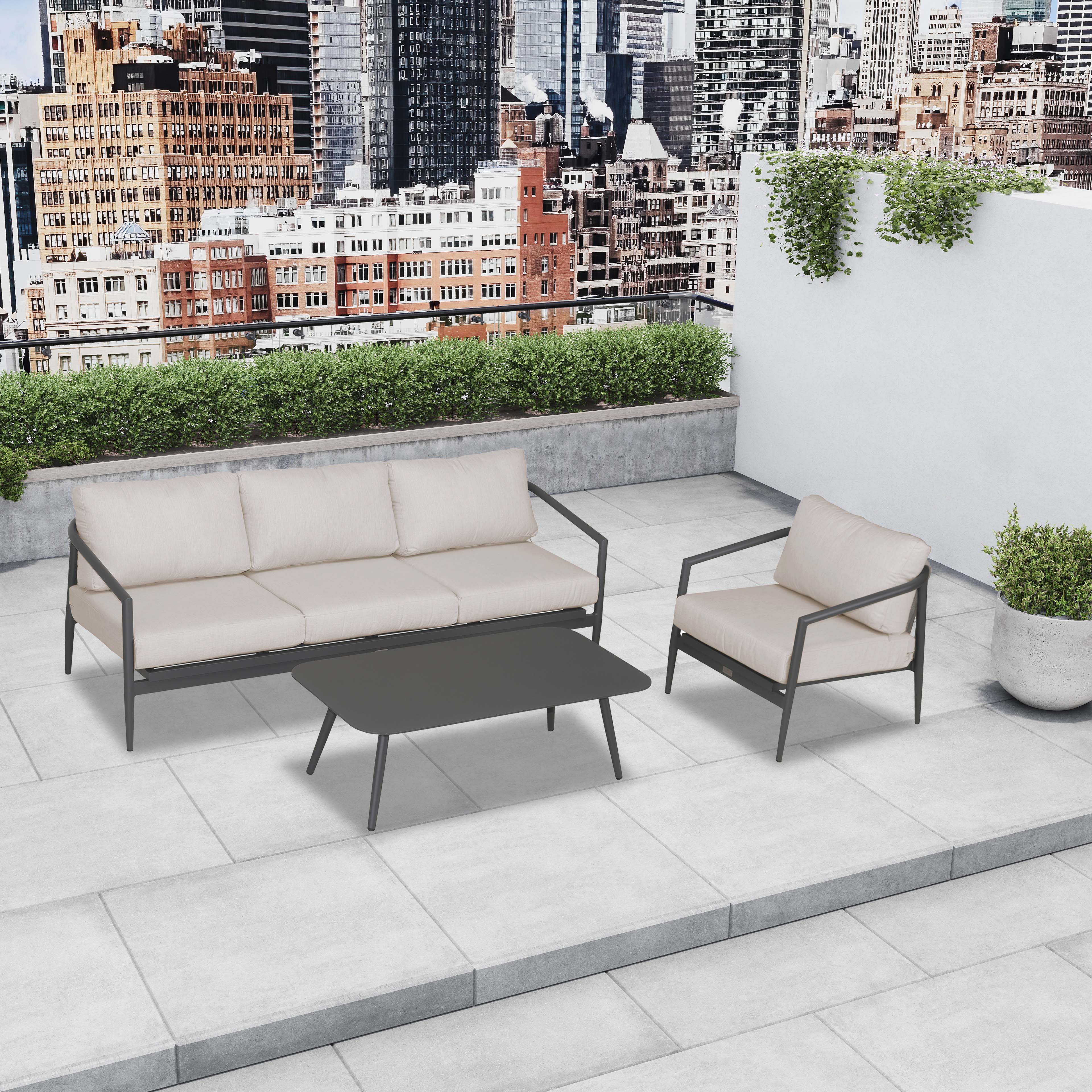 Olio 3 Piece Aluminum Sofa Set#Finish_Slate#Fabric_Cast Silver