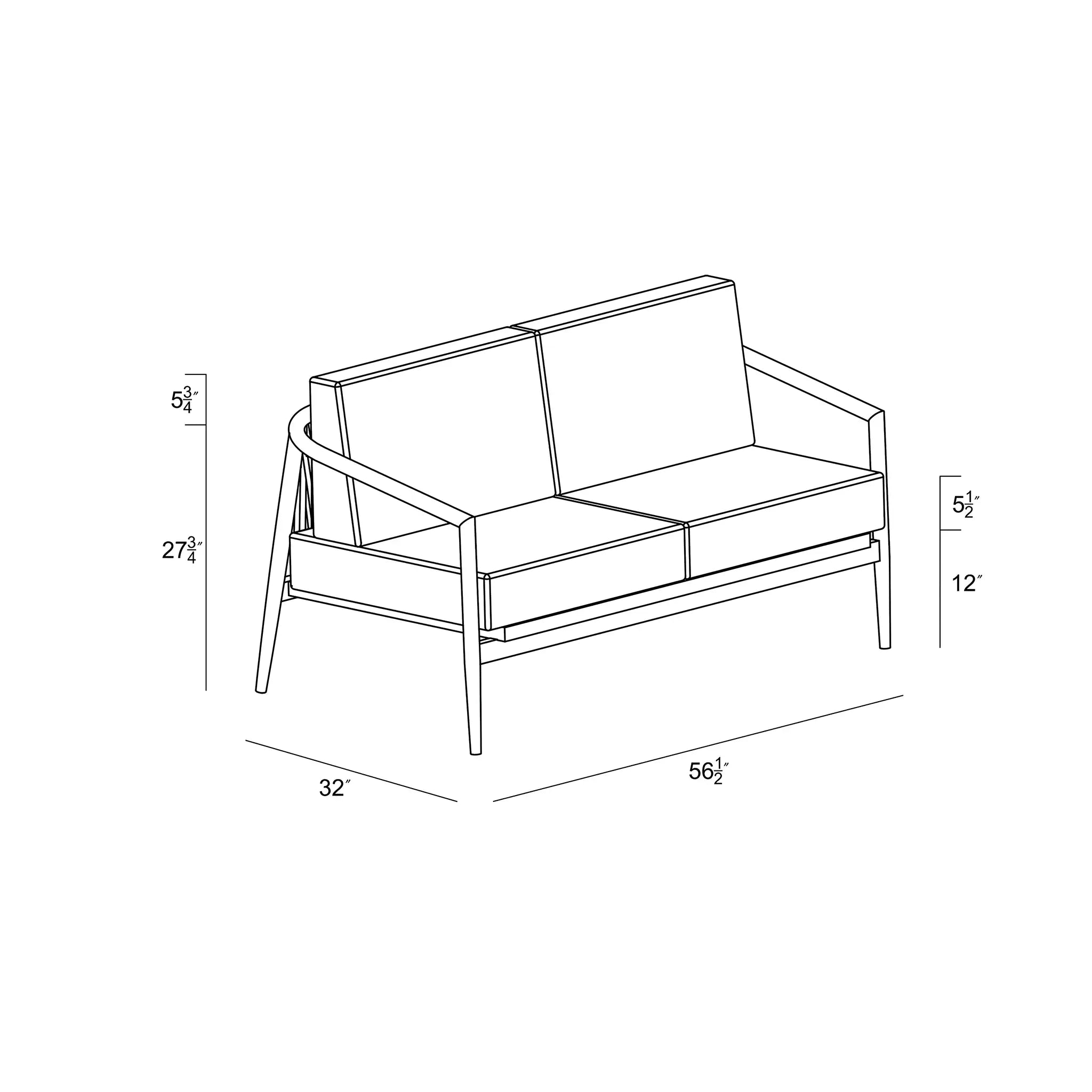Harmonia Living Olio LoveSeat Aluminum - Urban Stone/Carrera 60