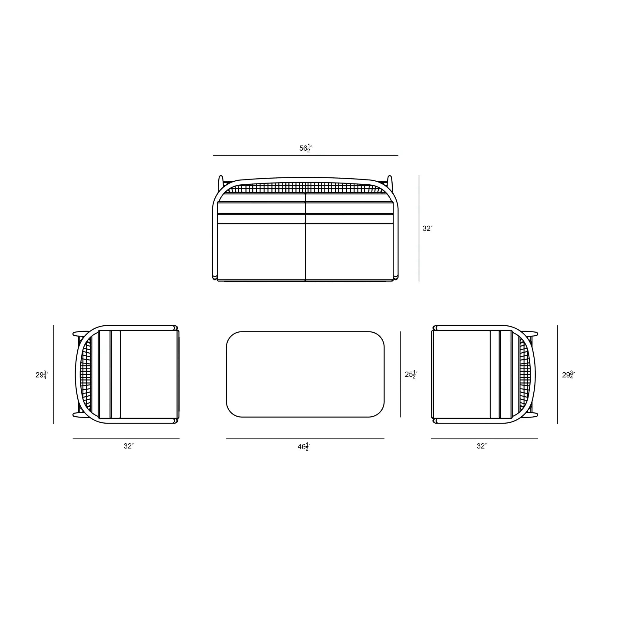 Harmonia Living Olio 4 Piece Aluminum Loveseat Set - Urban Stone/Carrera 86