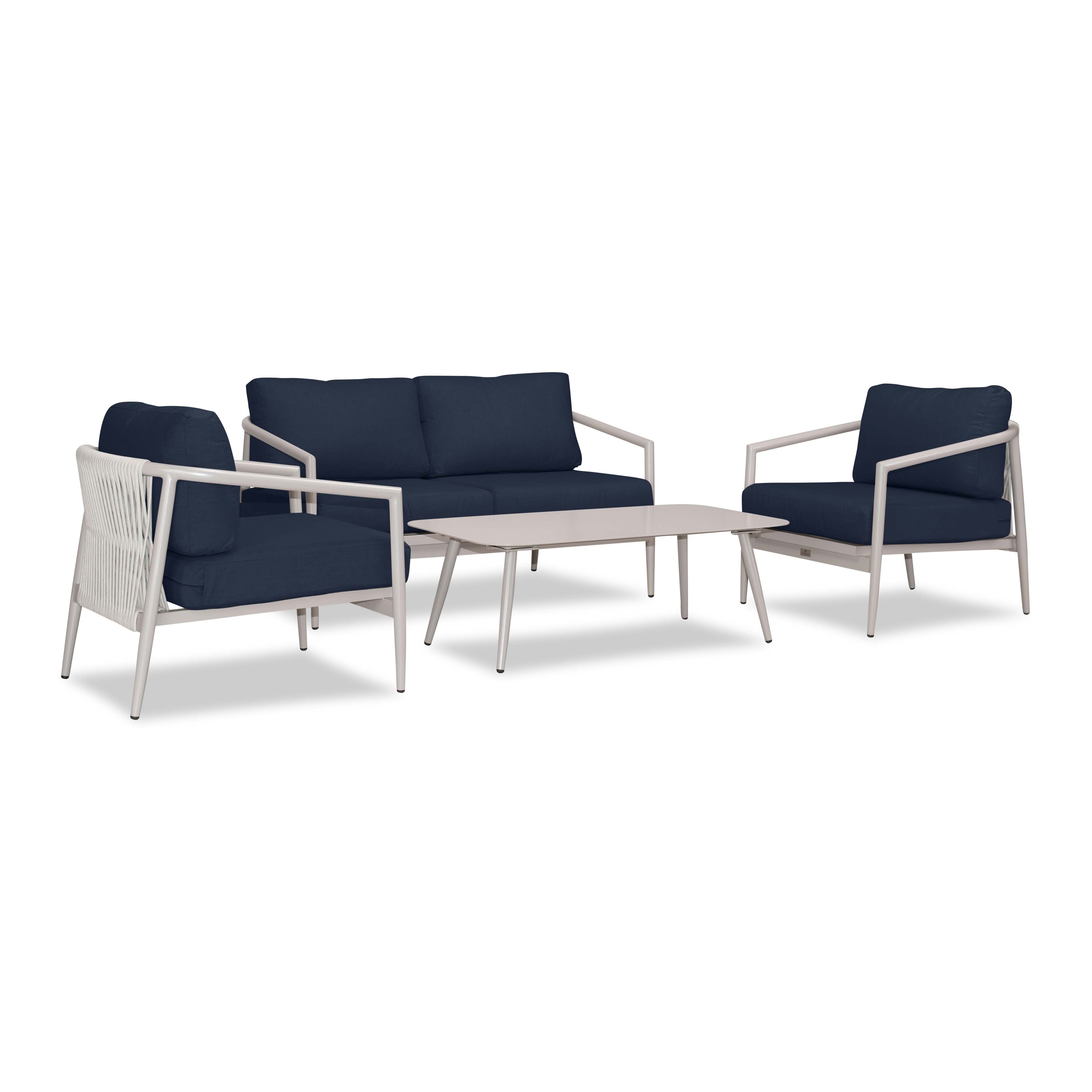 Olio 4 Piece Loveseat Set#Finish_Urban Stone#Fabric_Spectrum Indigo