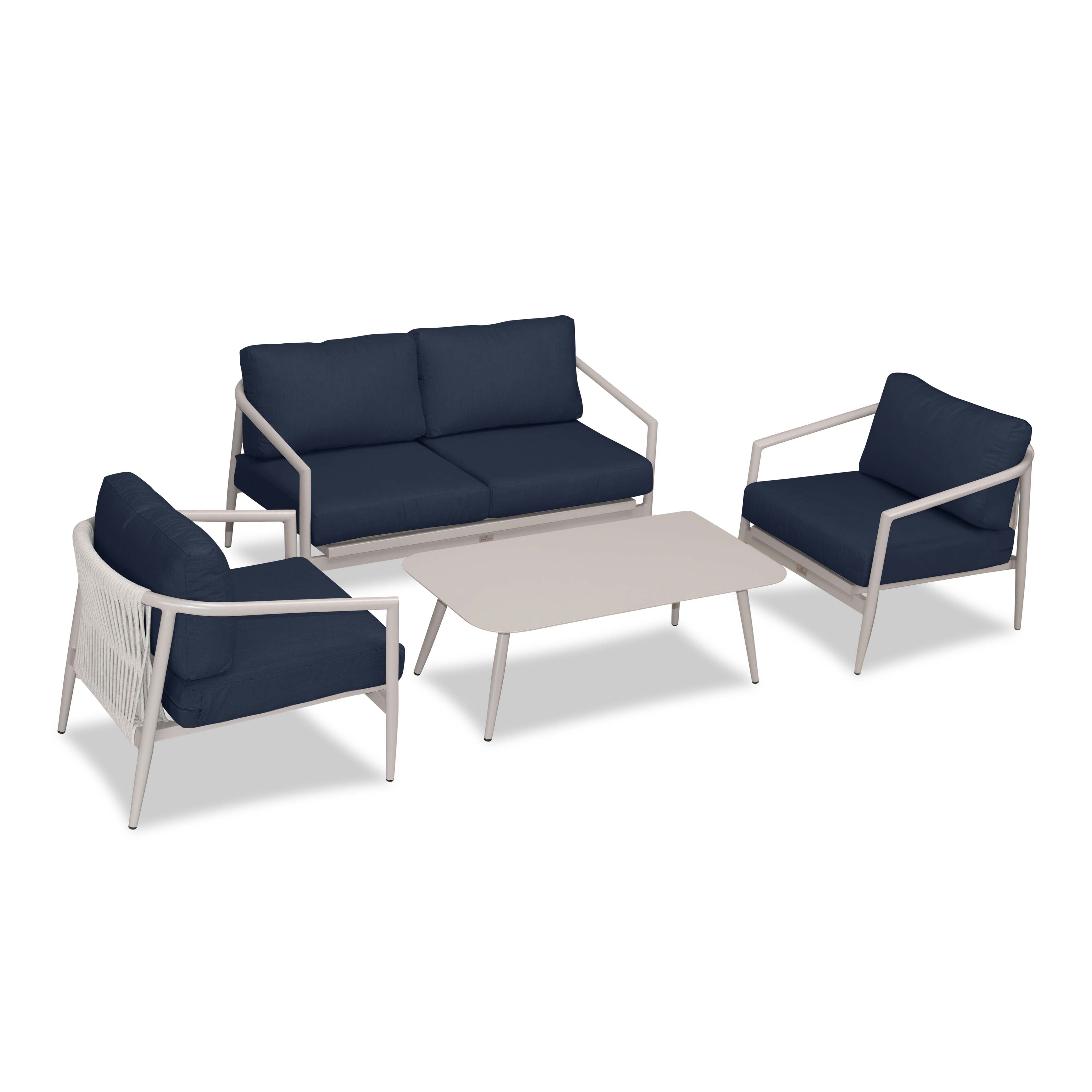 Olio 4 Piece Loveseat Set#Finish_Urban Stone#Fabric_Spectrum Indigo