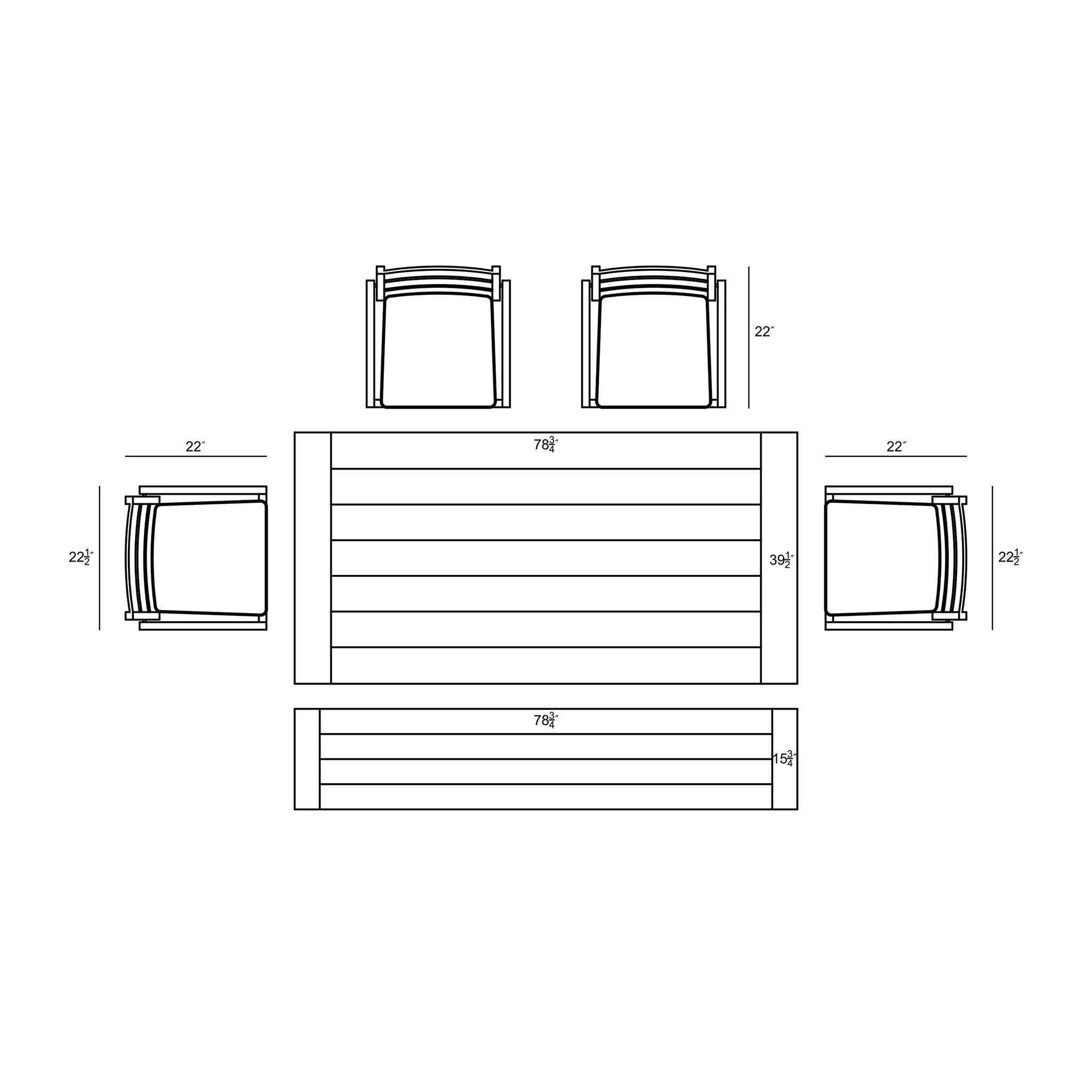 Harmonia Living Pacifica Mill 6 to 7 Seat Aluminum Reclaimed Teak Patio Dining Set with Bench 49