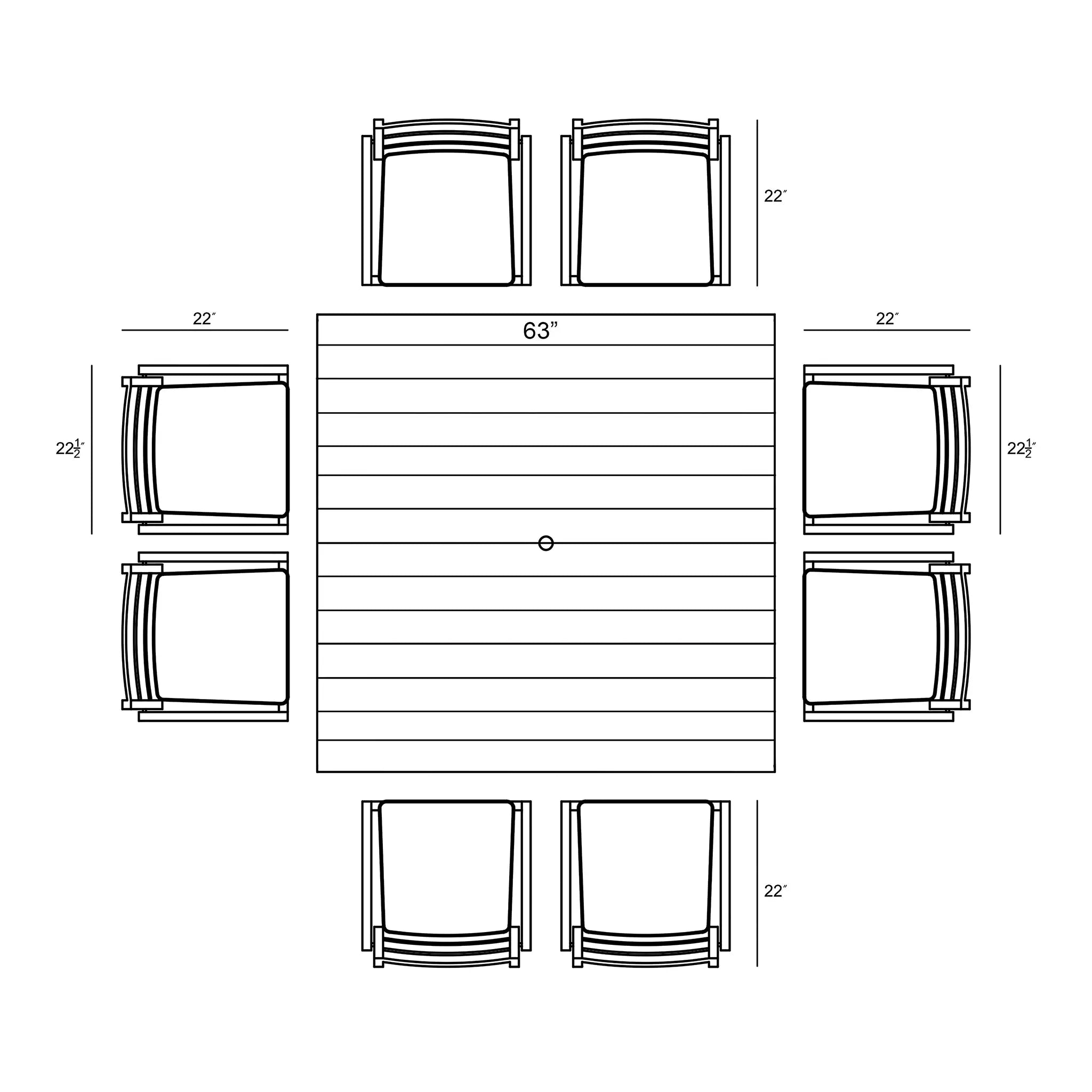 Harmonia Living Pacifica Classic 8 Seat Aluminum Square Dining Set - Black 25