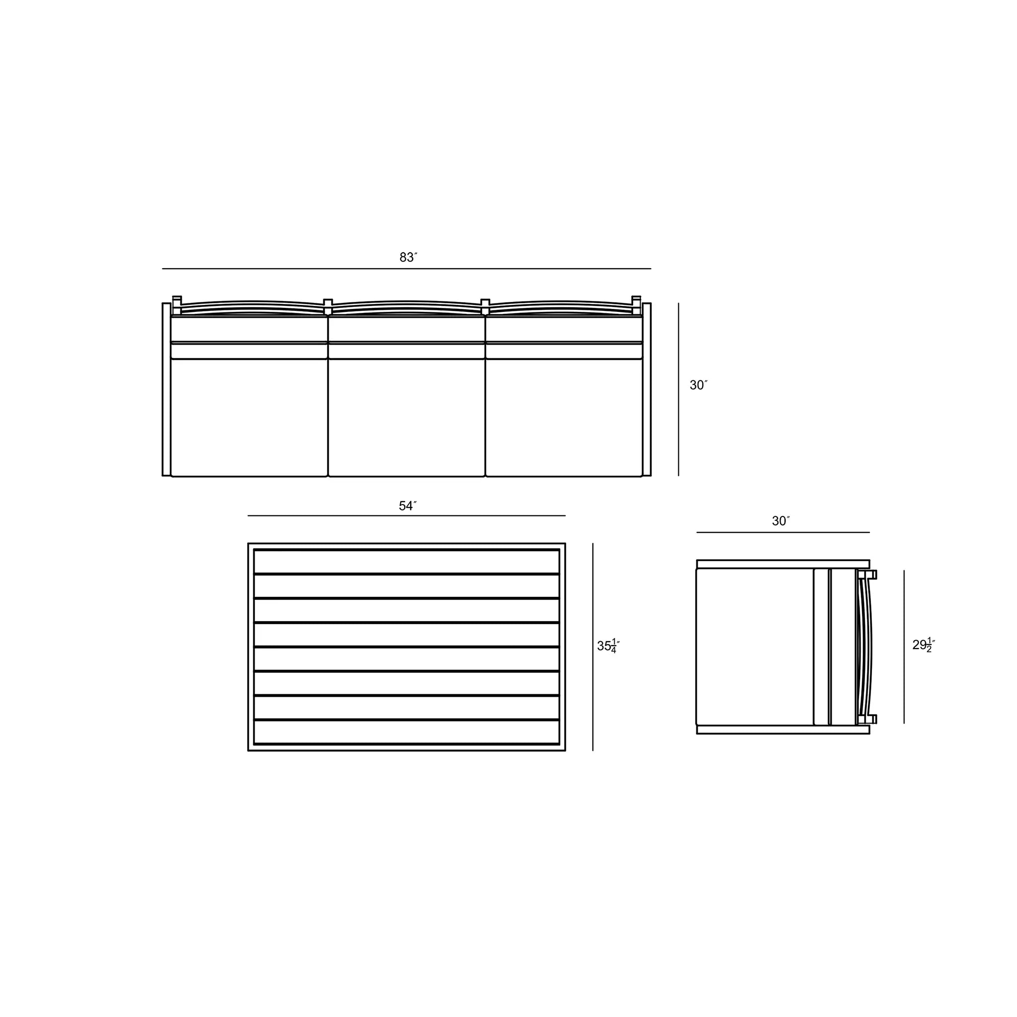 Harmonia Living Pacifica Classic 3 Piece Aluminum Sofa Set - Slate 61