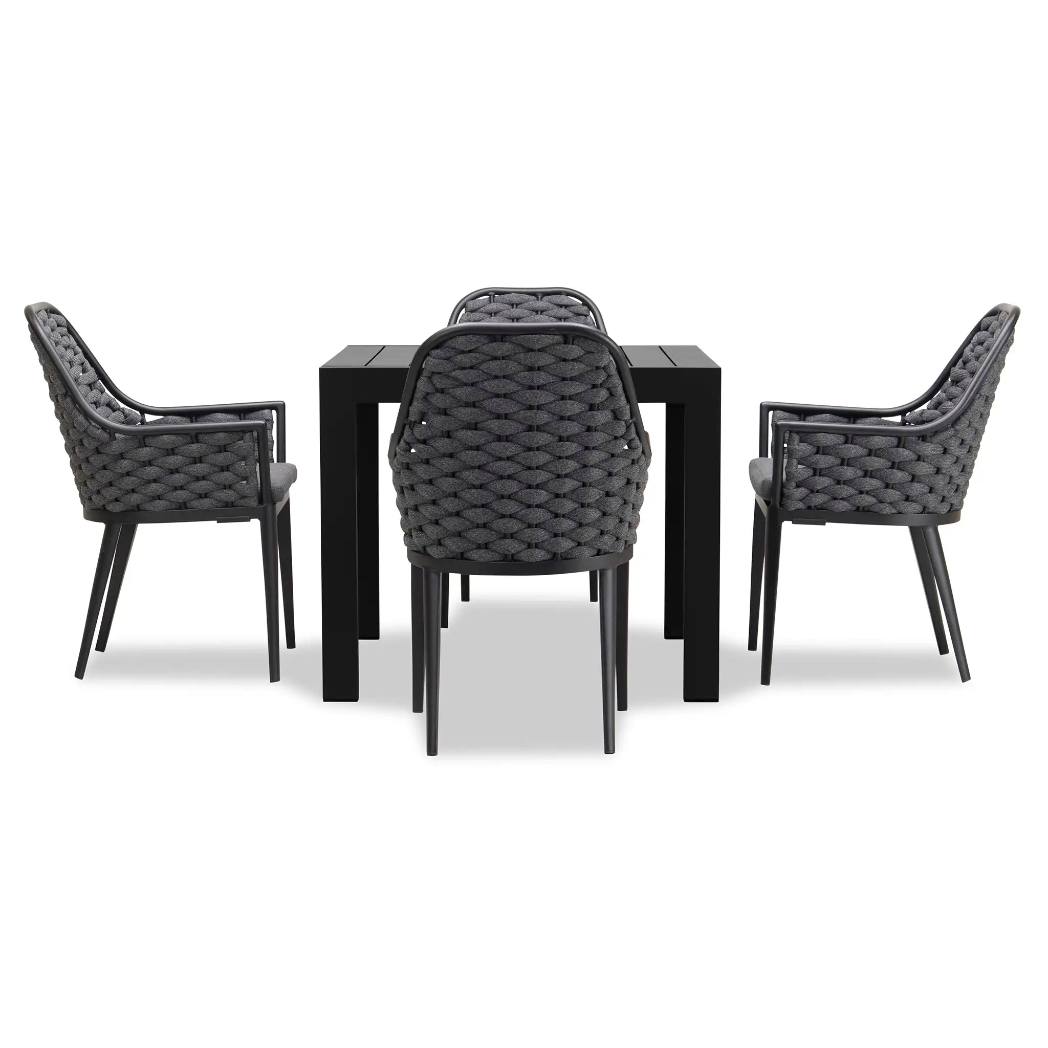 Harmonia Living Parlor Classic 4 Seat Aluminum Square Dining Table - Black 2