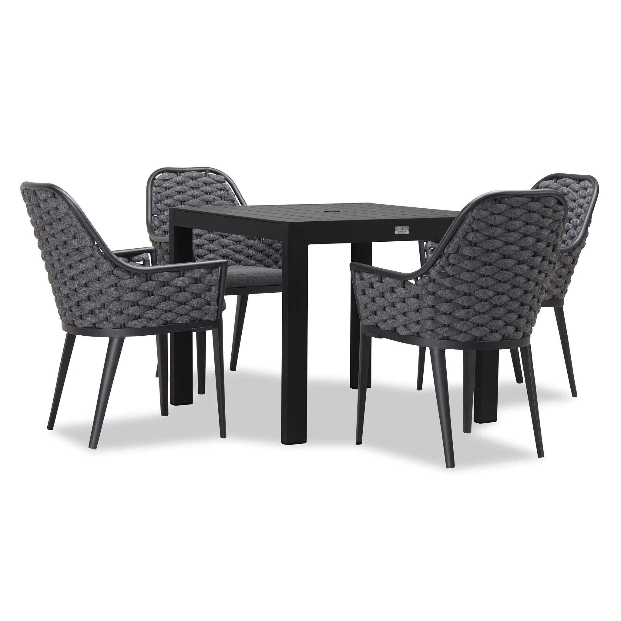 Harmonia Living Parlor Classic 4 Seat Aluminum Square Dining Table - Black 3