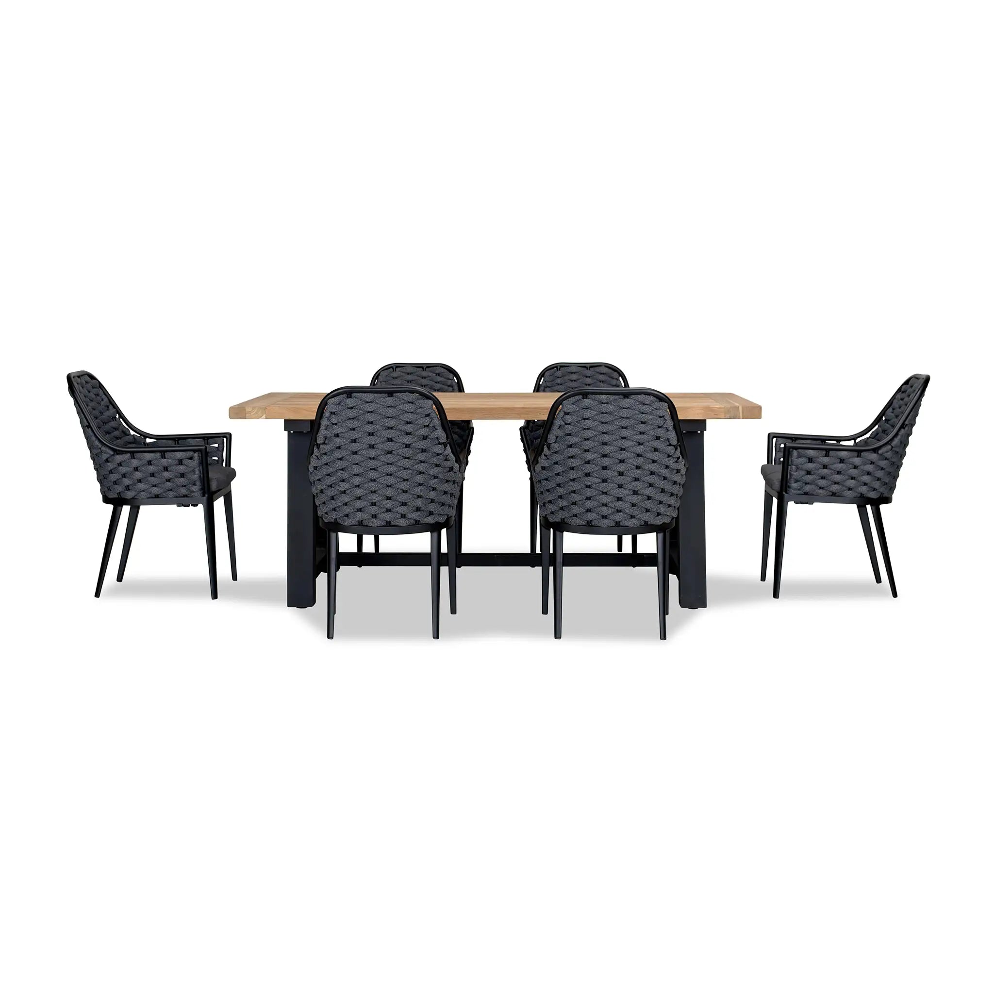 Harmonia Living Parlor Mill 6 Seat Aluminum Reclaimed Teak Patio Dining Set 1