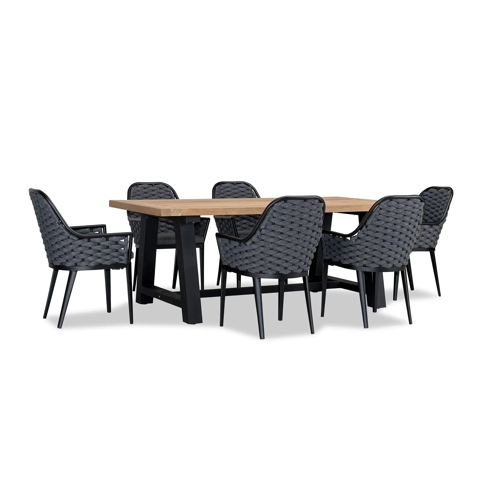 Harmonia Living Parlor Mill 6 Seat Aluminum Reclaimed Teak Patio Dining Set 6
