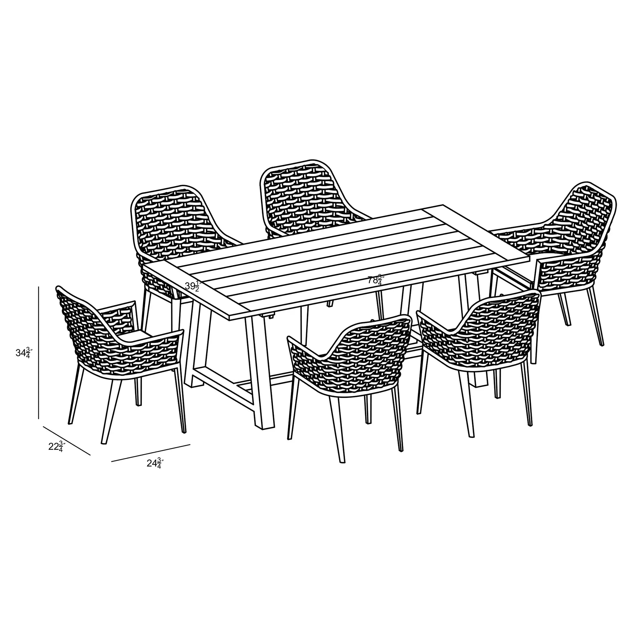 Harmonia Living Parlor Mill 6 Seat Aluminum Reclaimed Teak Patio Dining Set 11