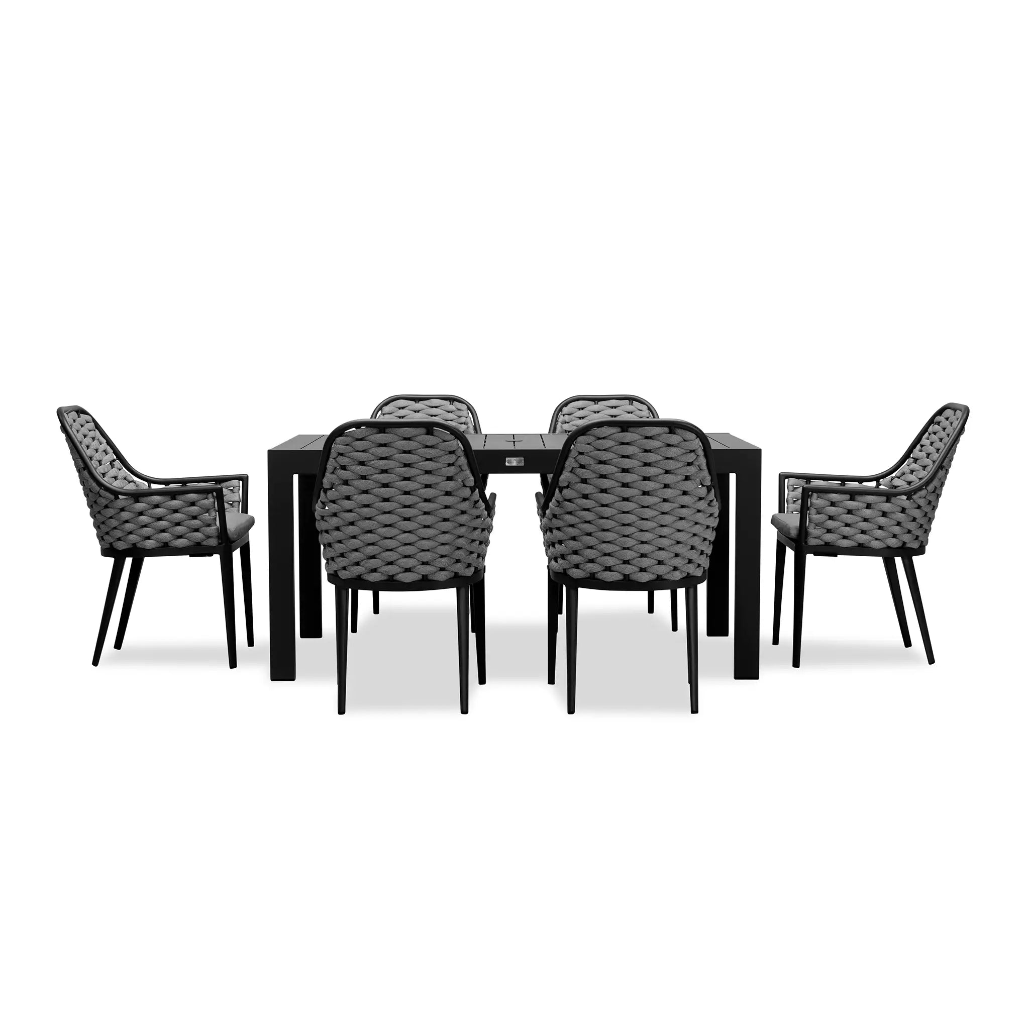 Harmonia Living Parlor Classic 6 Seat Aluminum Rectangular Dining Table - Black 2