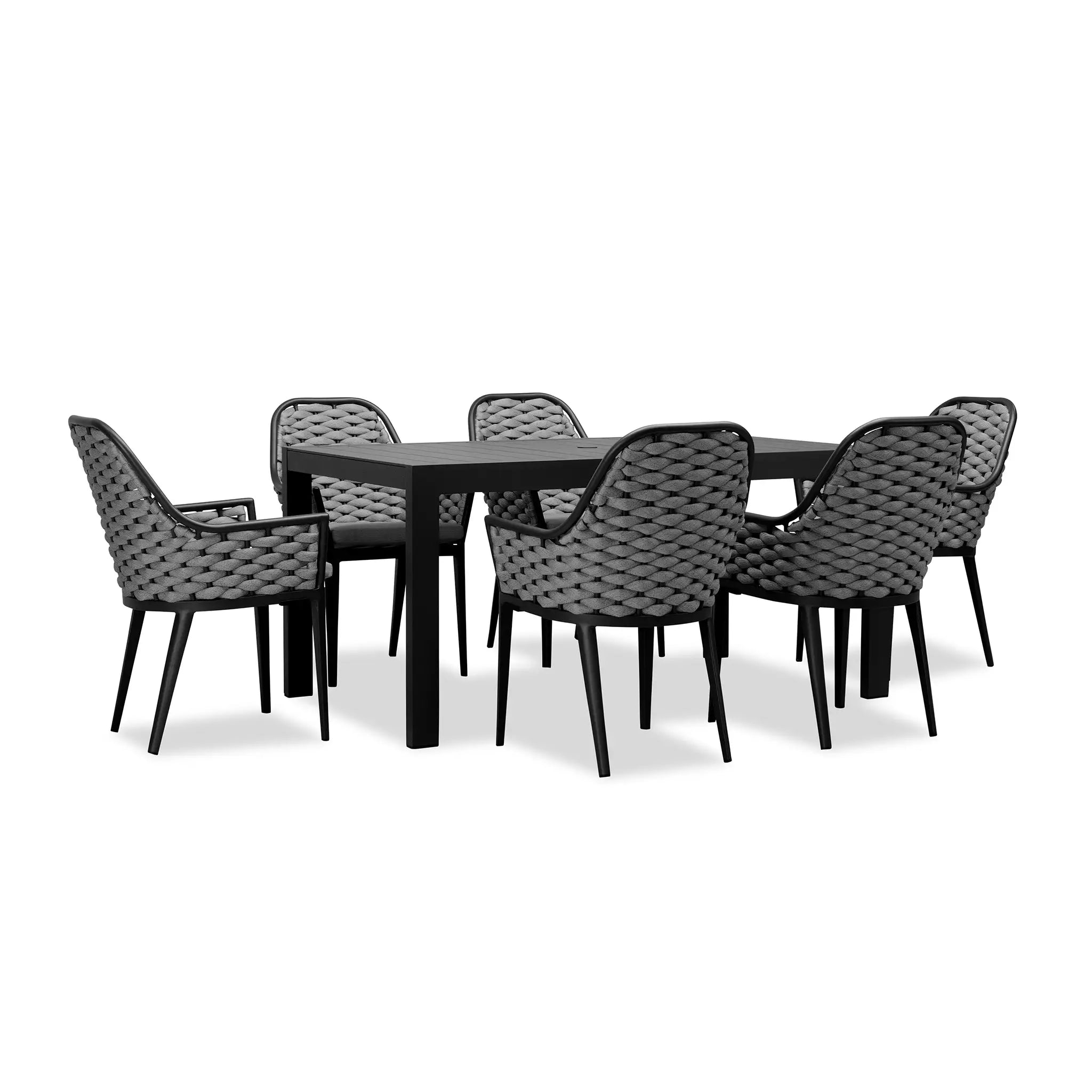 Harmonia Living Parlor Classic 6 Seat Aluminum Rectangular Dining Table - Black 3