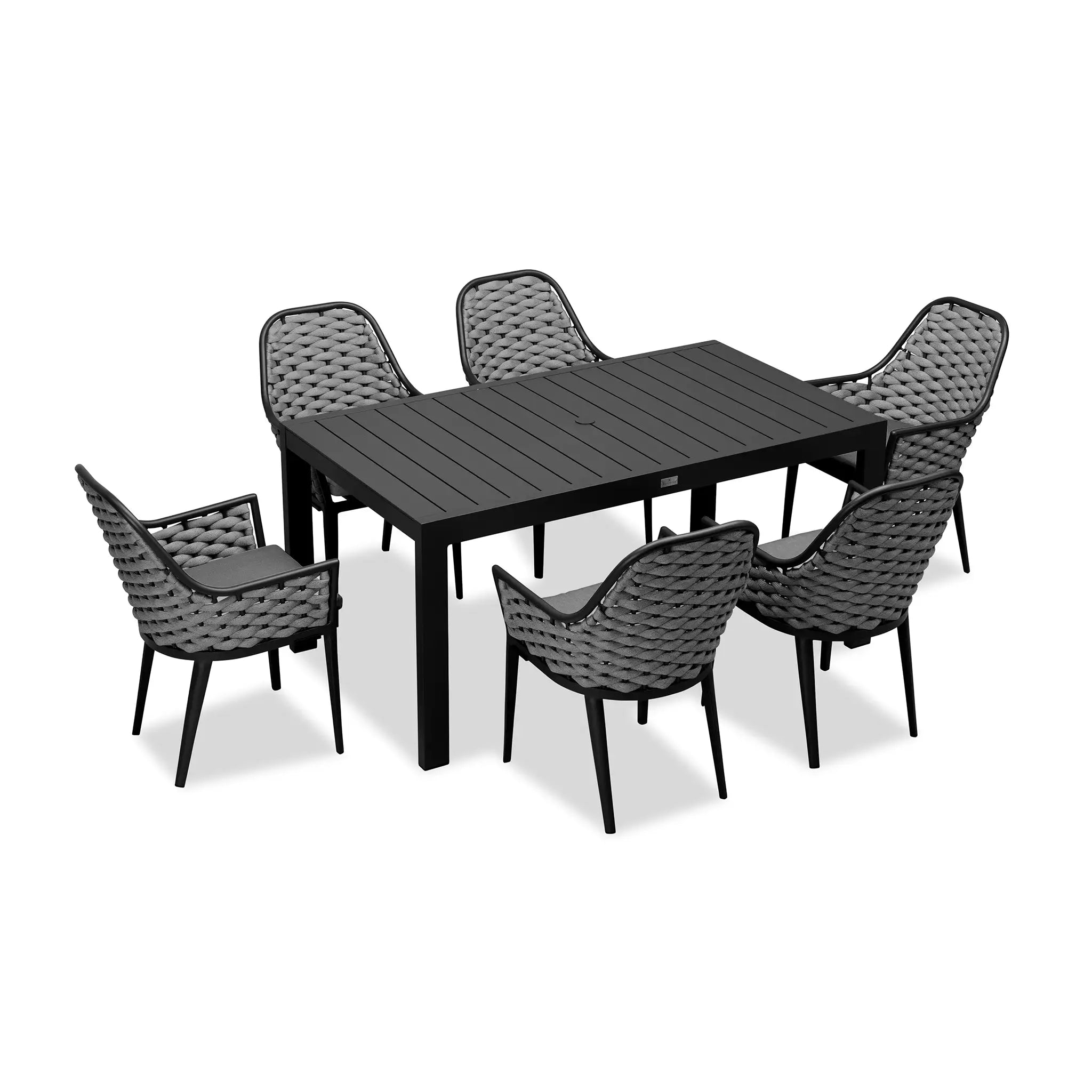 Harmonia Living Parlor Classic 6 Seat Aluminum Rectangular Dining Table - Black 4