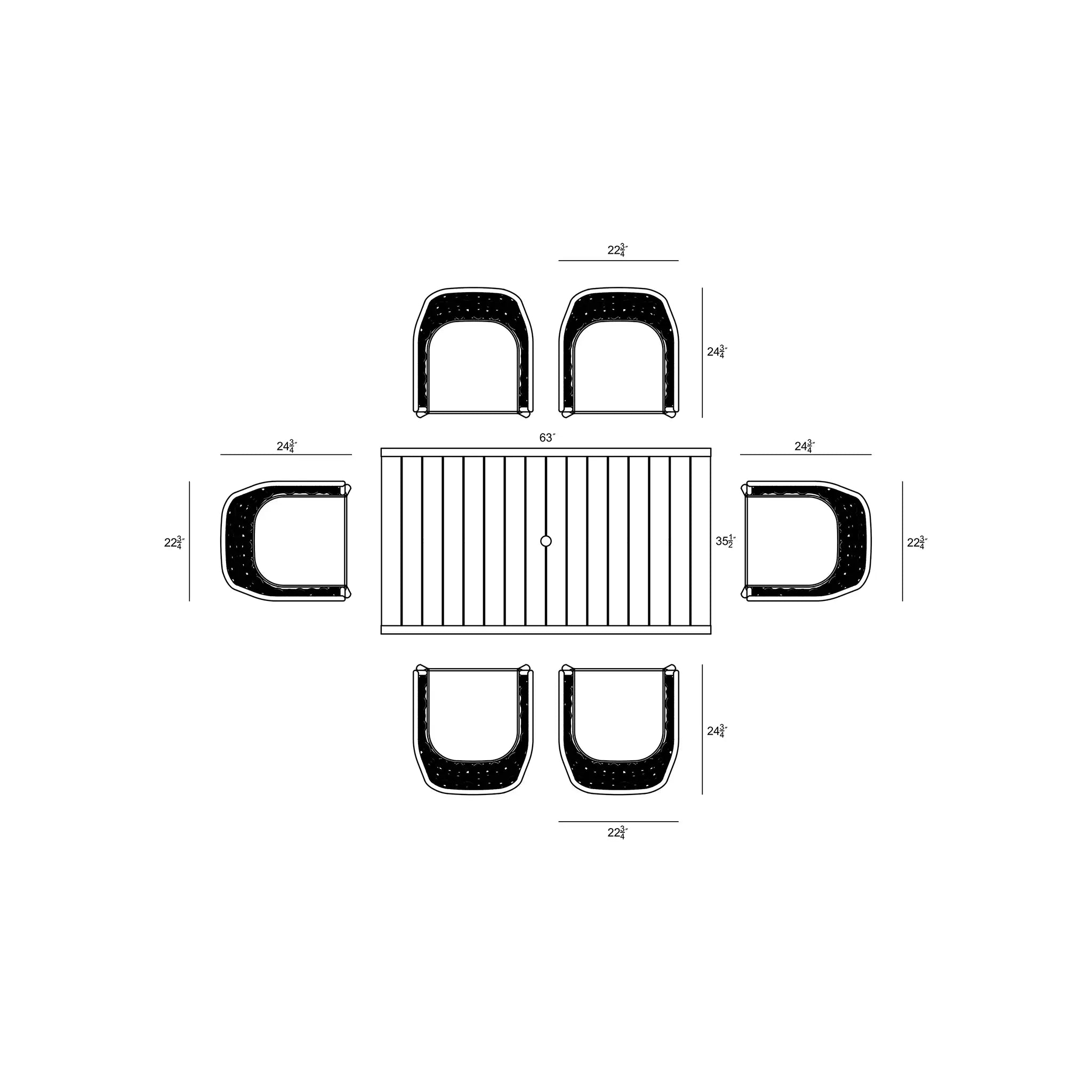 Harmonia Living Parlor Classic 6 Seat Aluminum Rectangular Dining Table - Black 8